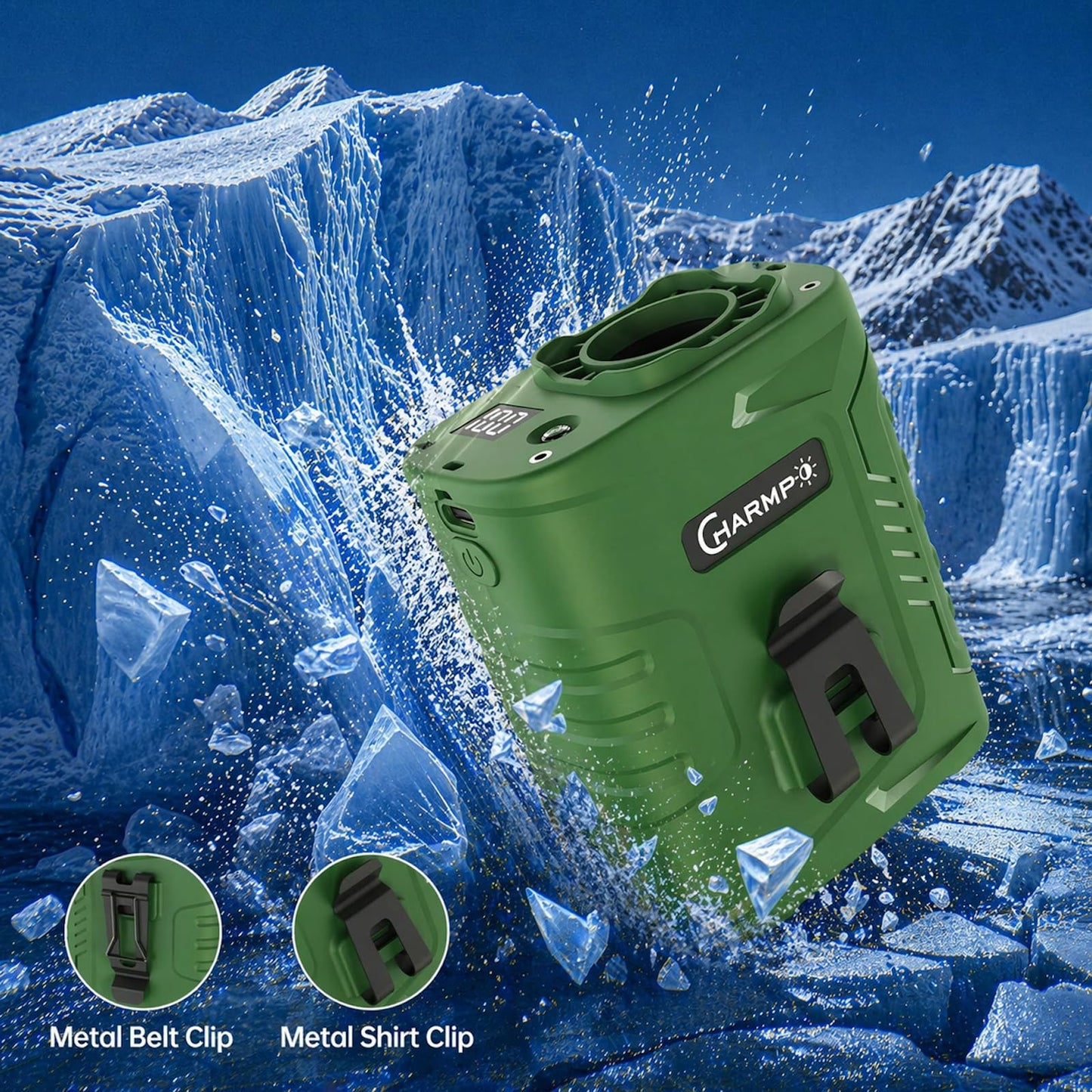 Portable Waist Fan - 6000mAh Battery, 3 Speeds, Strong Airflow, Up to 16 Hours Working Time, Portable Hands-Free Cooling Belt Clip Fan for Construction Workers, Couriers, and Campers BST202