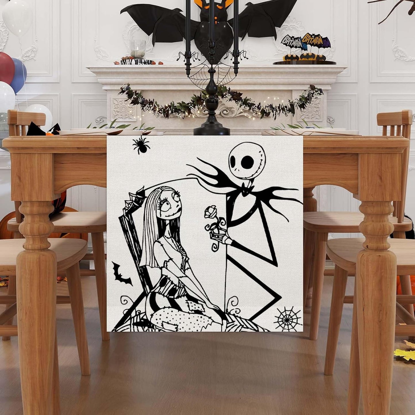 Halloween Table Runner, Halloween Home Kitchen Dining Room Table Decor, Christmas Xmas Winter Holiday Decorations and Supplies for Home 13x72 Inch BST220
