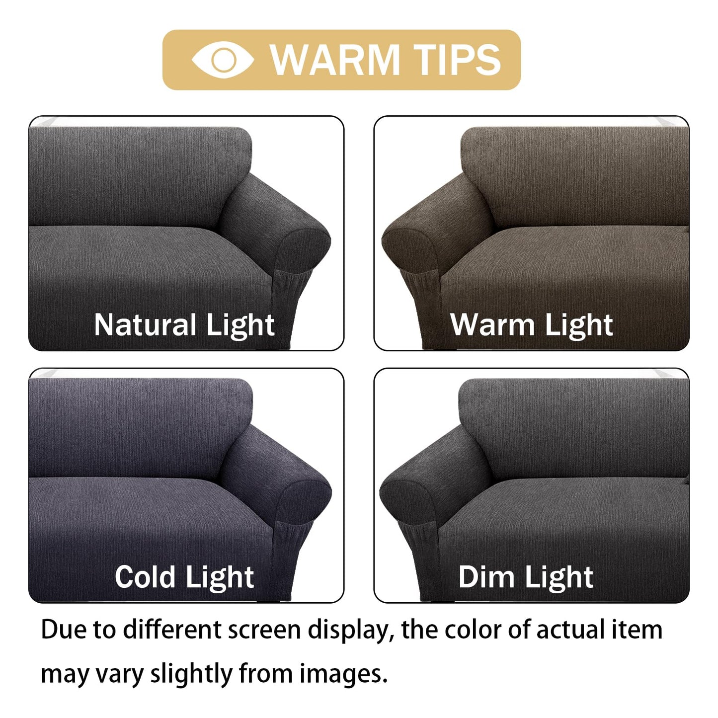 Sofa Slipcover with 2 Pillow Cover for 3 Cushion Couch, Non Slip Furniture Protector with Elastic Bottom, Washable Sofa Cover for Kids, Pets (Sofa, Navy) BST326H