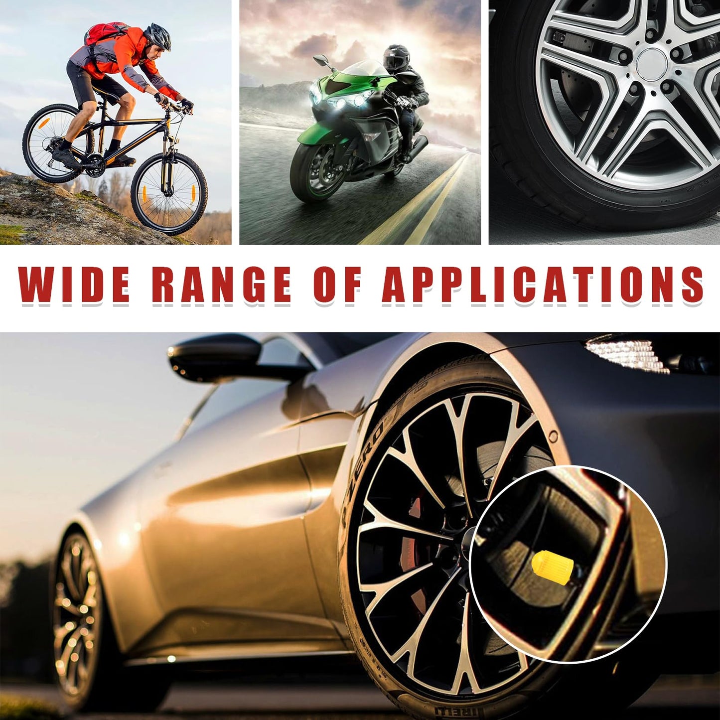 Ziciner 25 PCS Tire Valve Stem Caps, Plastic Car Tyre Valve Cap with O Rubber Seal, Dustproof Airtight Seal Wheel Stem Covers, Universal Accessories for Cars, SUVs, Bicycles,Trucks (Red) WN420