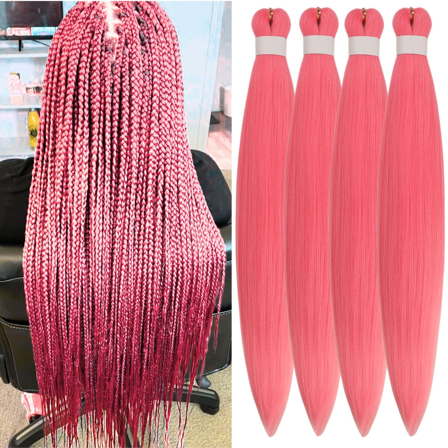 Purple Braiding Hair Pre stretched Knotless 26 inch | Hypoallergenic Synthetic Purple Prestretched Ez Braid Knotless Itch Free Soft Yaki Texture Hot Water Setting WN420