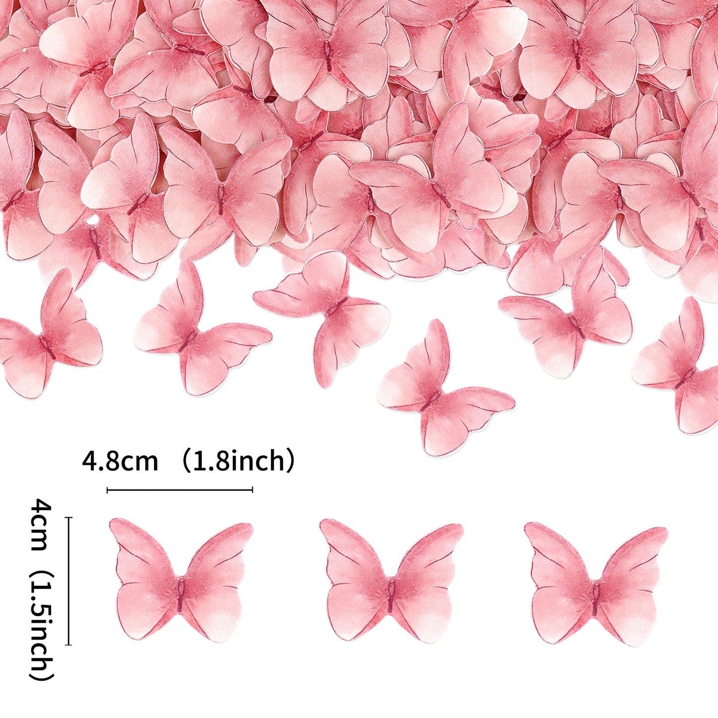 Edible Butterflies for Cake Decorating, Rainbow edible Butterfly Cake Toppers and Cupcake Toppers, Edible Wafer Paper Butterflies Set of 48 Rainbow Cake Food Decorations (5Colors-1) BST326L