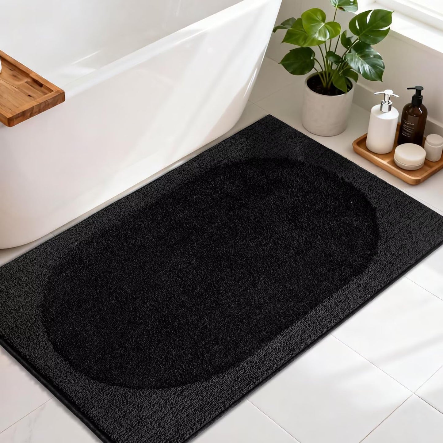 DEXDE Bathroom Rugs Non-Slip Mat for Bathroom Floor Shower,24x16 Beige | Thick Soft Absorbent Bath Mat, Quick Dry Microfiber Rug, Machine Washable Shower Floor Bathroom Mat Home Decor Accessories BST220