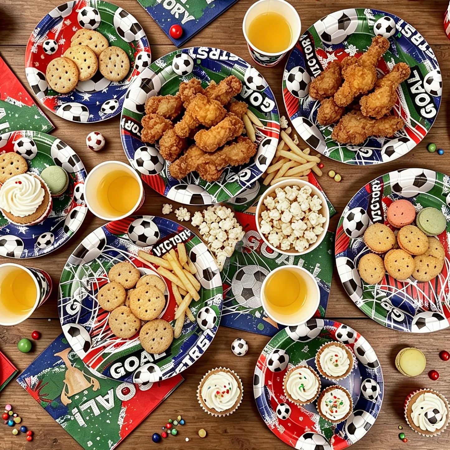 4th of July Party Supplies, American Flag Patriotic Decorations | Disposable Paper Plates, Cups, Banner, Tablecloth and Napkins Set, Serve 24 BST202