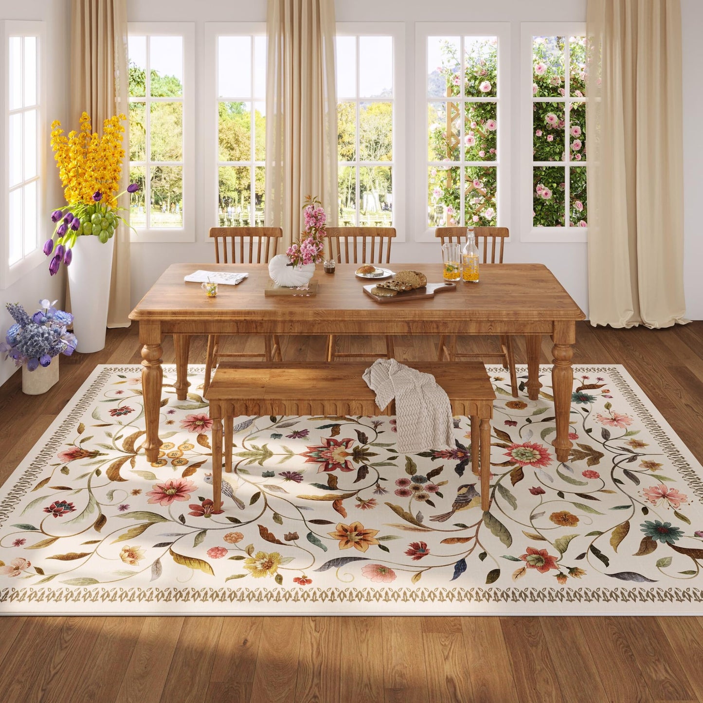 Vintage Medallion Floral Kitchen Runner 2x6, Machine Washable Rug, Soft Low Pile, Non-Slip Carpet for Hallways, Laundry, Bedroom, Bathroom, Entryway | Pink BST220