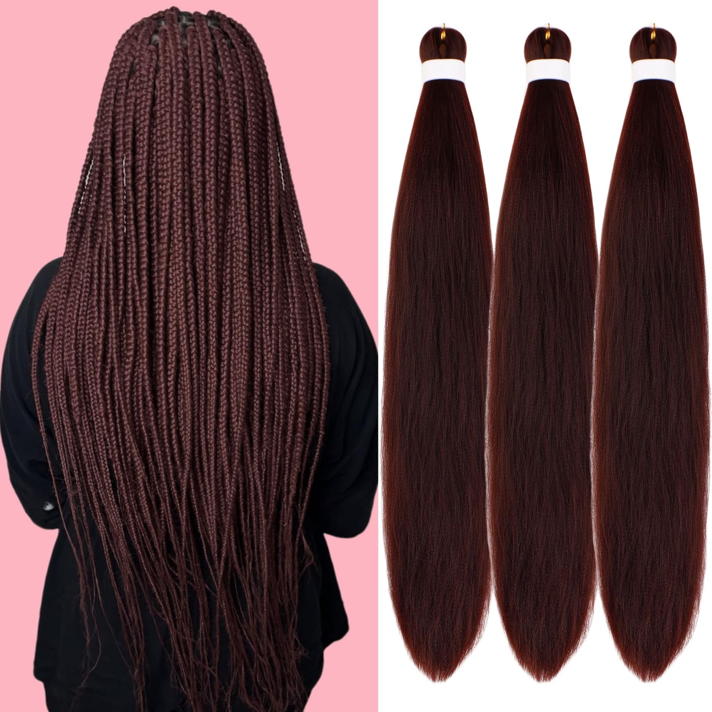 Purple Braiding Hair Pre stretched Knotless 26 inch | Hypoallergenic Synthetic Purple Prestretched Ez Braid Knotless Itch Free Soft Yaki Texture Hot Water Setting WN420