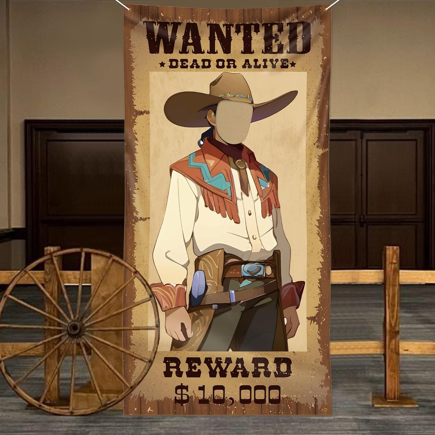 Western Party Decorations, Wanted Poster Backdrop Western Photo Booth Props Cowboy Photo Prop Backgroud for Cowboy Cowgirl Birthday My First Rodeo Party Photoshoot for Adult BST326L