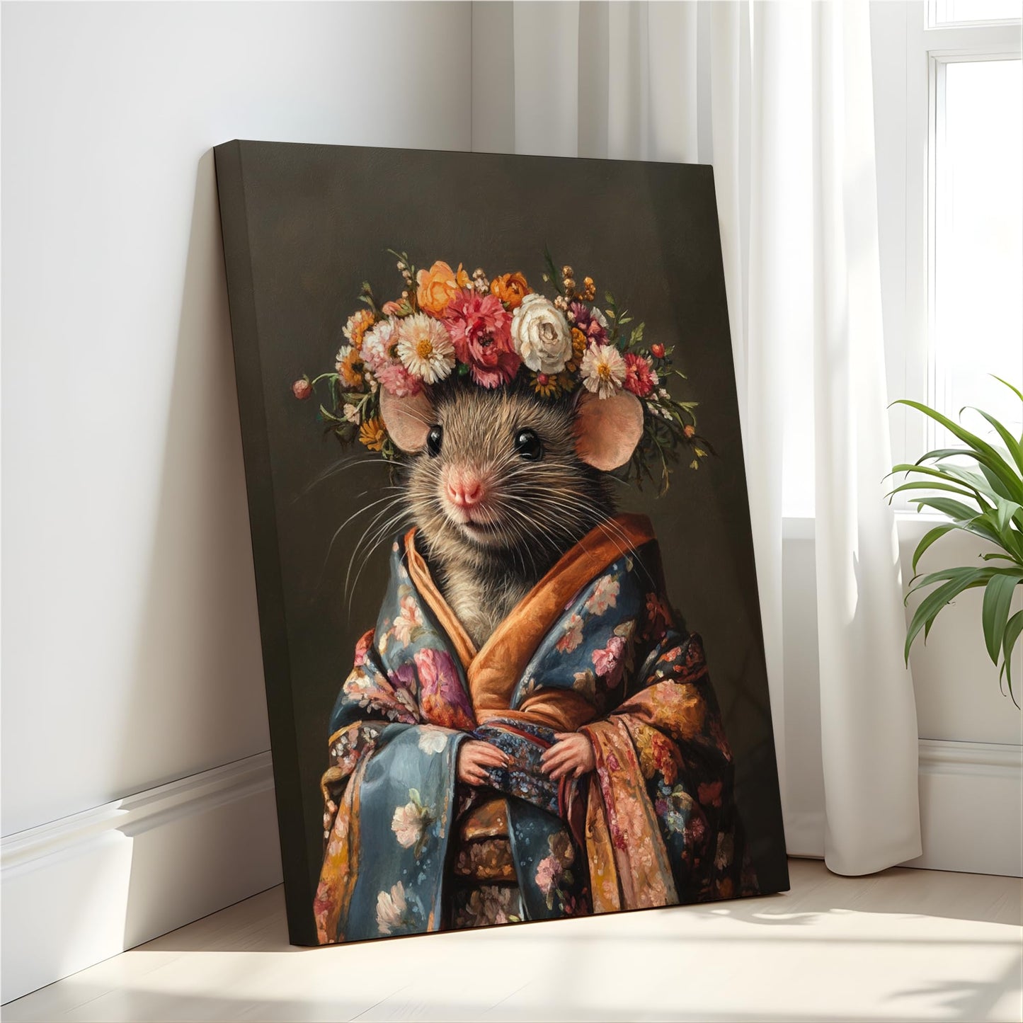 Moose Flower Head Unframed Wall Art Print Poster, Kimono Bathroom Dressing Room Decor Posters Prints for Restroom Home Picture Painting Artwork Gallery 7 (Moose, 16 x 20 inches, Unframed) BST220