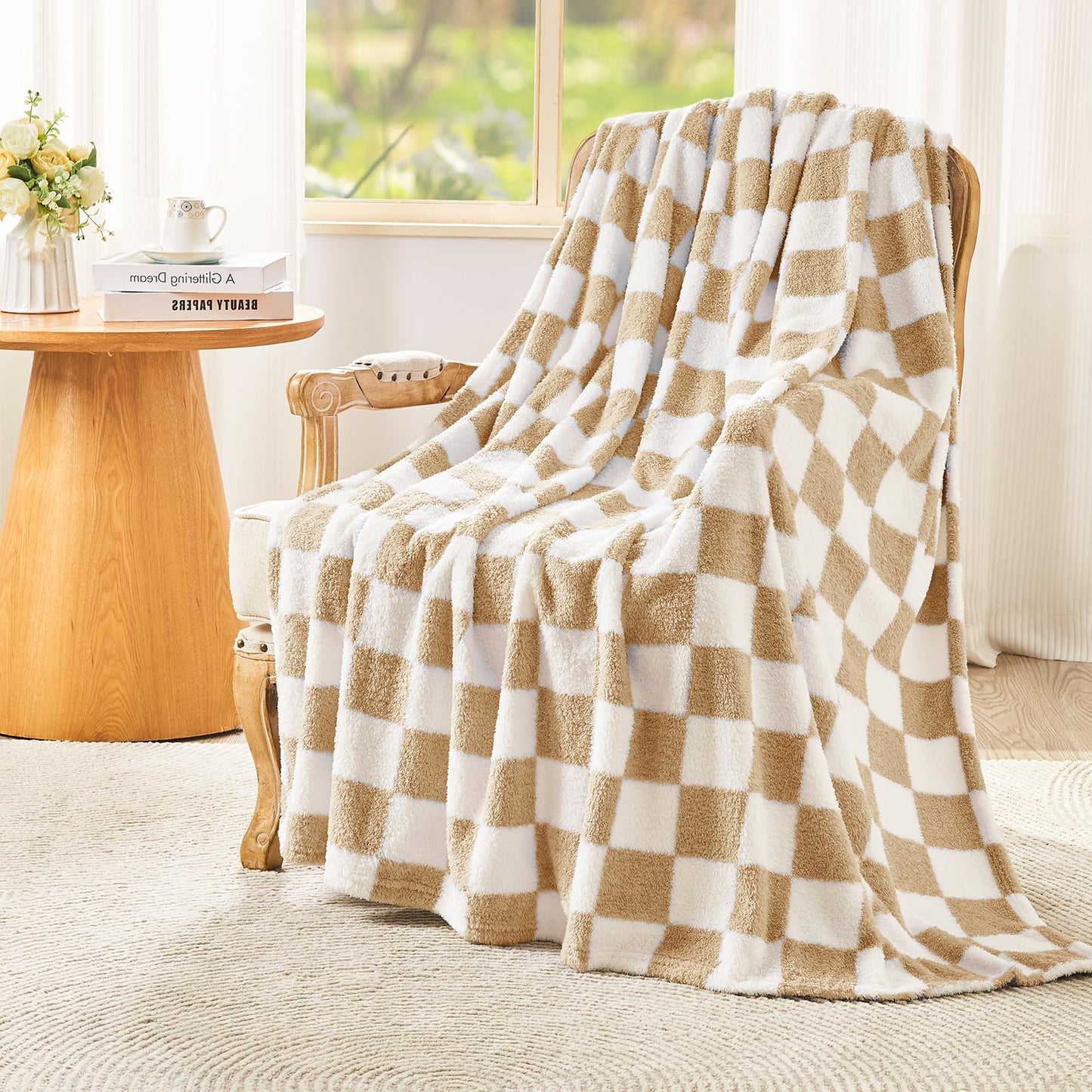 EMME Fleece Blanket, 3D Jacquard Throw Blanket for Couch and Bed, Soft Cozy and Fluffy Blankets Lightweight Luxury Flannel with Waffle Design (Navy Blue, 50" x 60") BST202