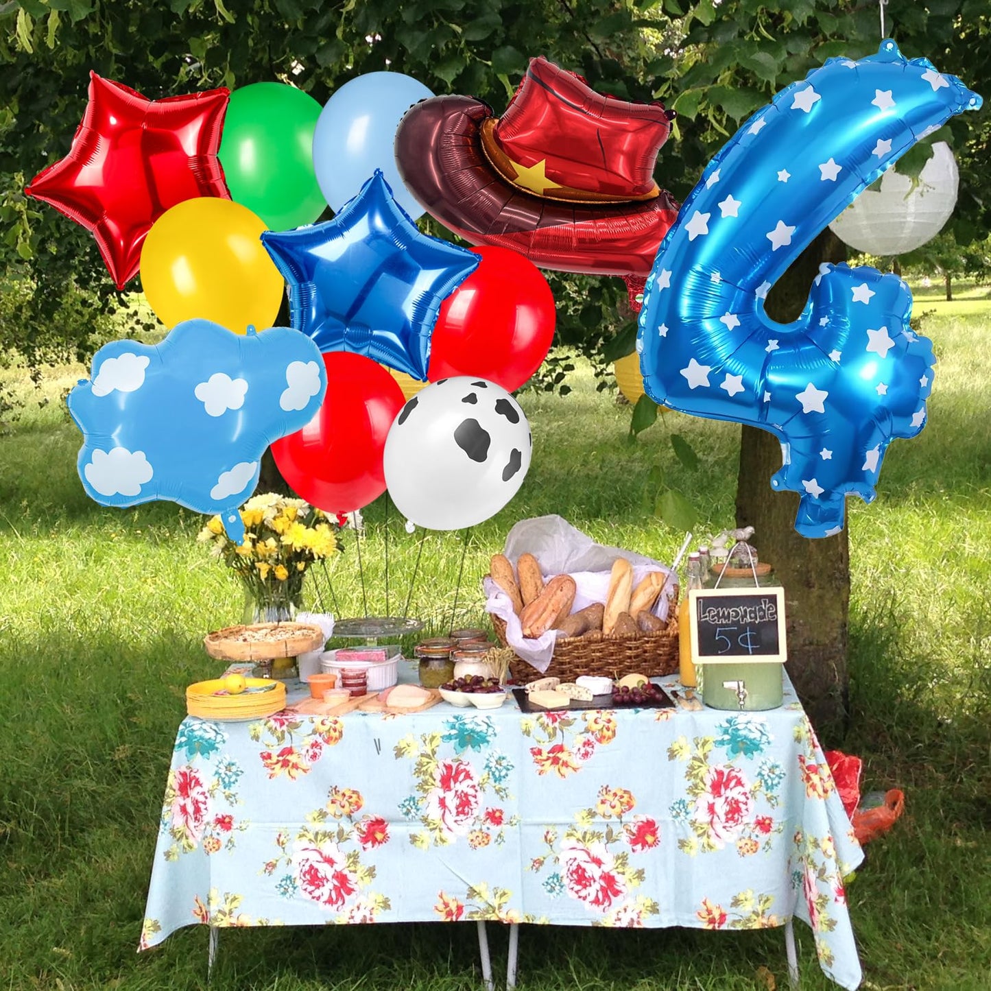 11-Pack Cowboy Theme Balloon Set, Farm Theme Decorations, Balloons with Hats and Clouds, Boys and Girls Birthday Party Supplies (1) BST202