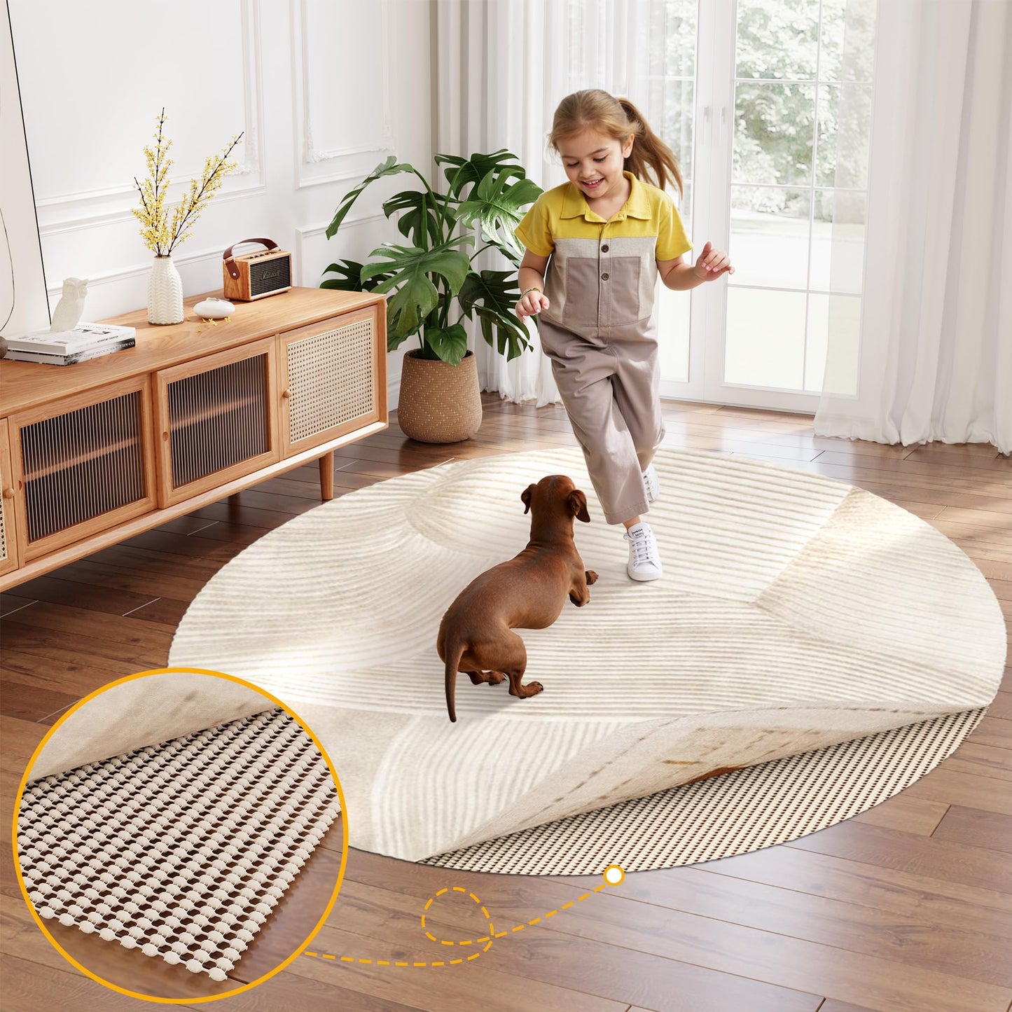 Jorvila Non-Slip Rug Pad Gripper 2x3 Feet, Anti Skid Mat for Under Area Rugs, Keeps Rugs in Position and Safe, Thick Cushioned Carpet Pad for Hardwood Floors Protection WN420