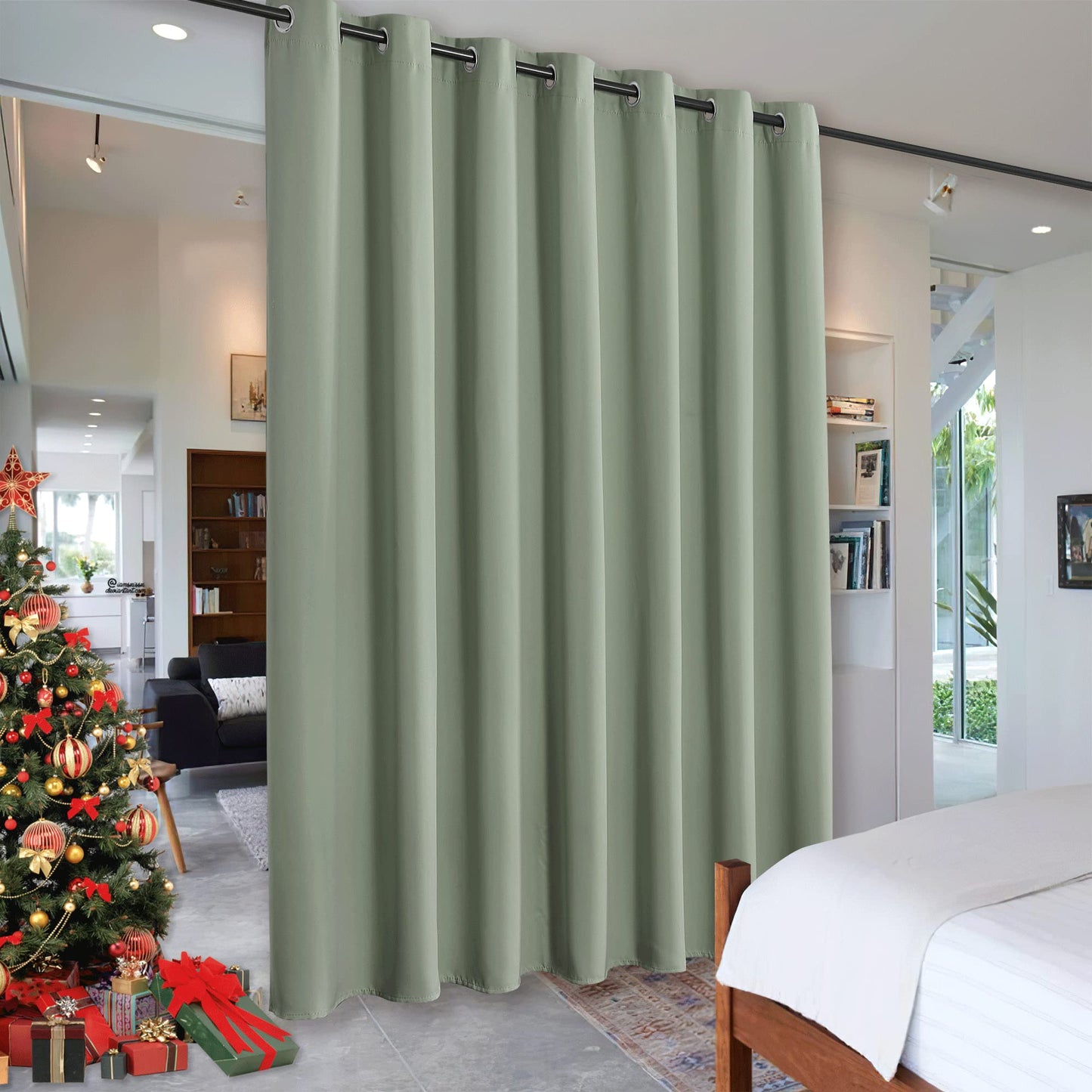 RYB HOME Room Divider Curtains Thermal Insulated Noise Reduce Privacy Window Curtains for Kids Bedroom Nursery Laundry Room Partitions, Wide 150 inches x Long 96 inches, Teal, 1 Panel BST220