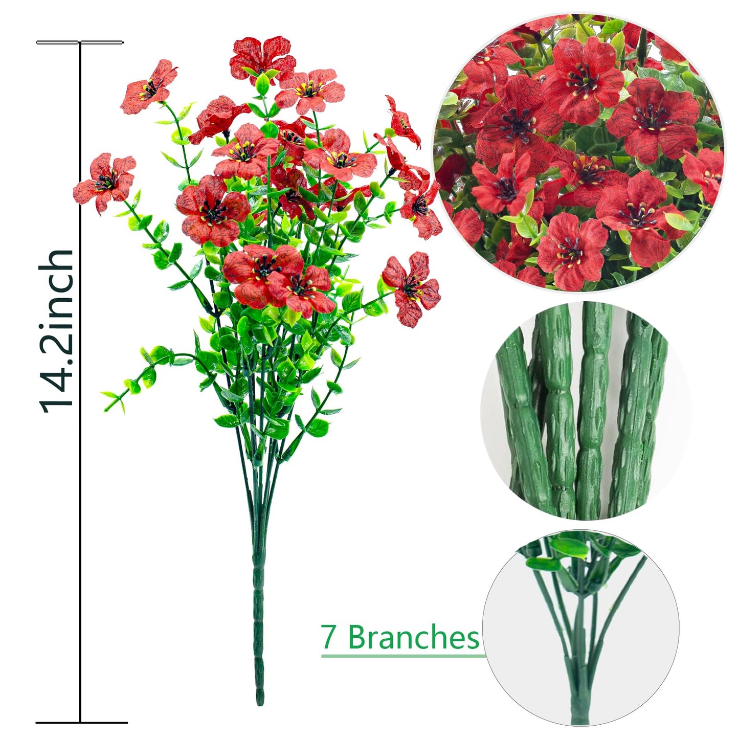 8 Bundles Outdoor Artificial Flowers,UV Resistant Fake Flowers Outdoor Plastic Plants Faux Silk Flower for Outside Indoor Decoration(Blue) BST202