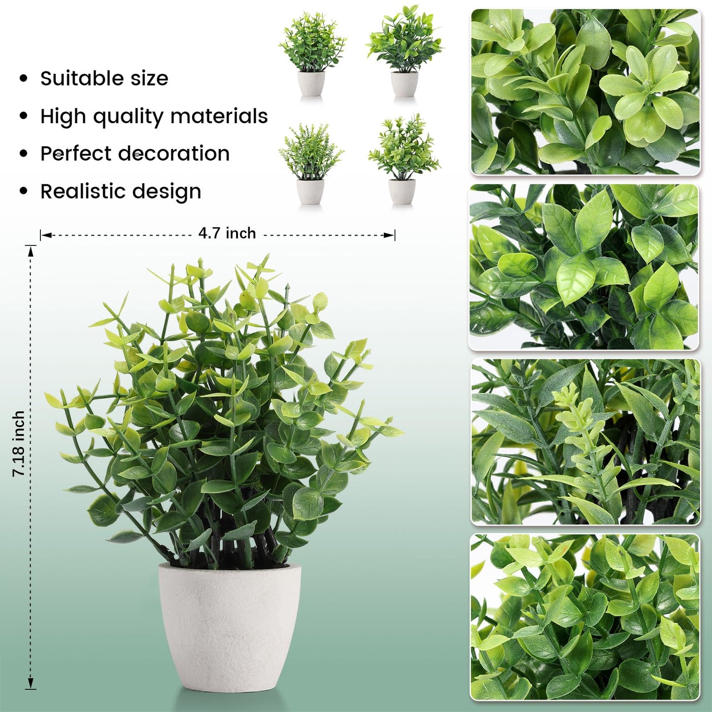 FAVOWREATH 2 Pack Small Fake Plants Potted Artificial Plants Indoor for Home Decor Office Room Farmhouse Indoor Table Bathroom Decor BST220