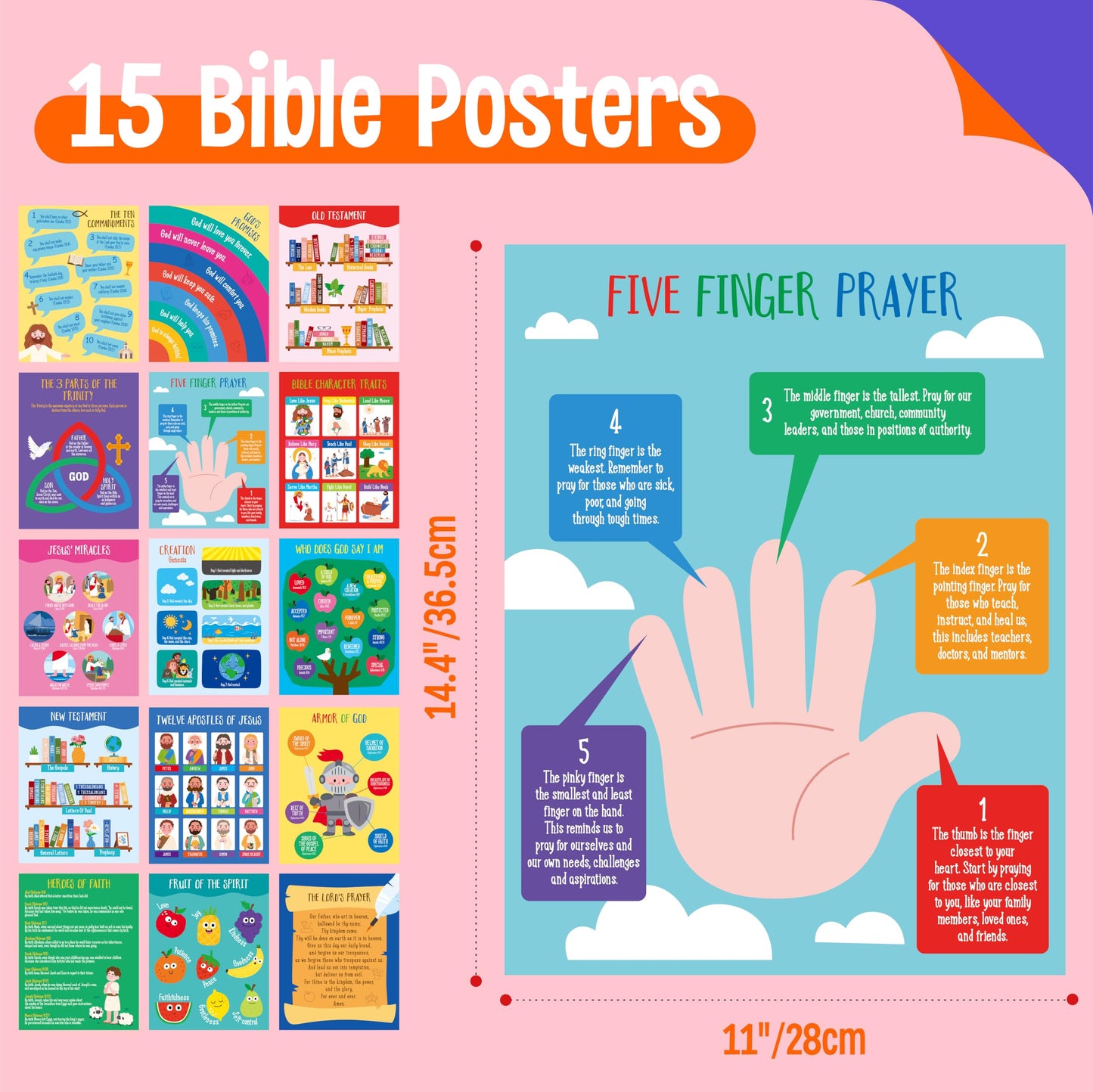 15 Reading Strategy Posters, Thick Water & Tear Resistant English Language Poster, Educational Reading Comprehension Posters for Bulletin Board, Classroom, School Supplies, Wall Decor (14.5” x 11”) BST220