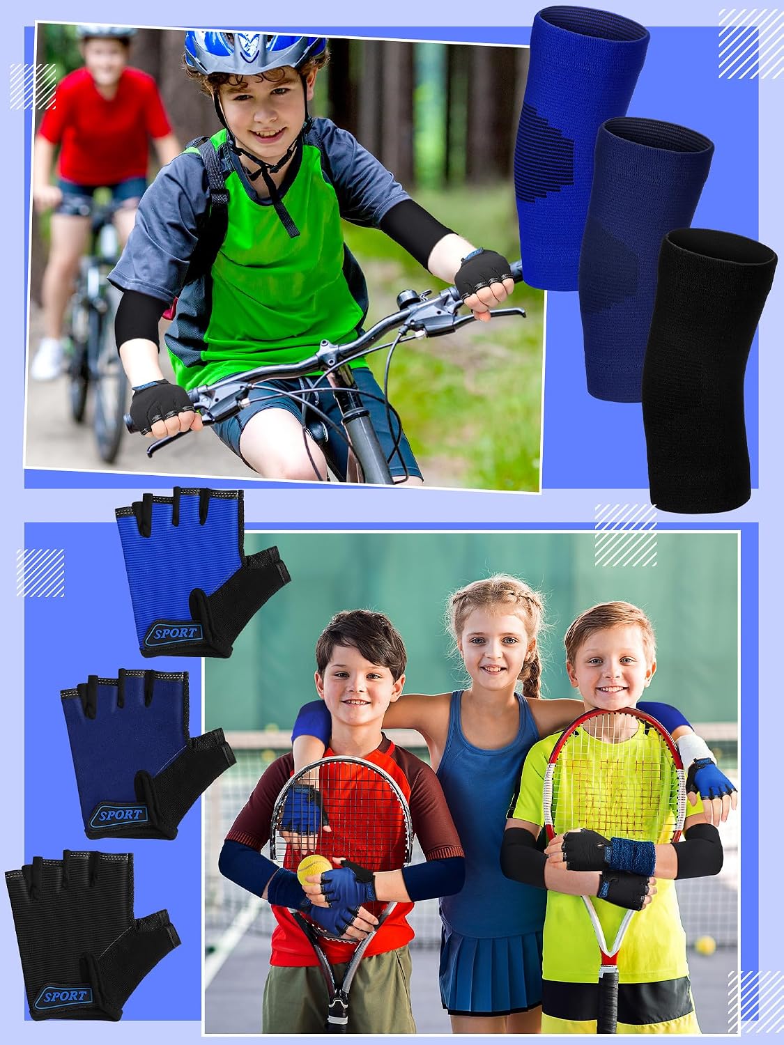 Chicingyou 6 Pairs Skating Protective Gear Kids Sports Elbow Pads Set for Teens Boys Girls Youth for Biking, Cycling, Skiing, Volleyball, Cycling WN420