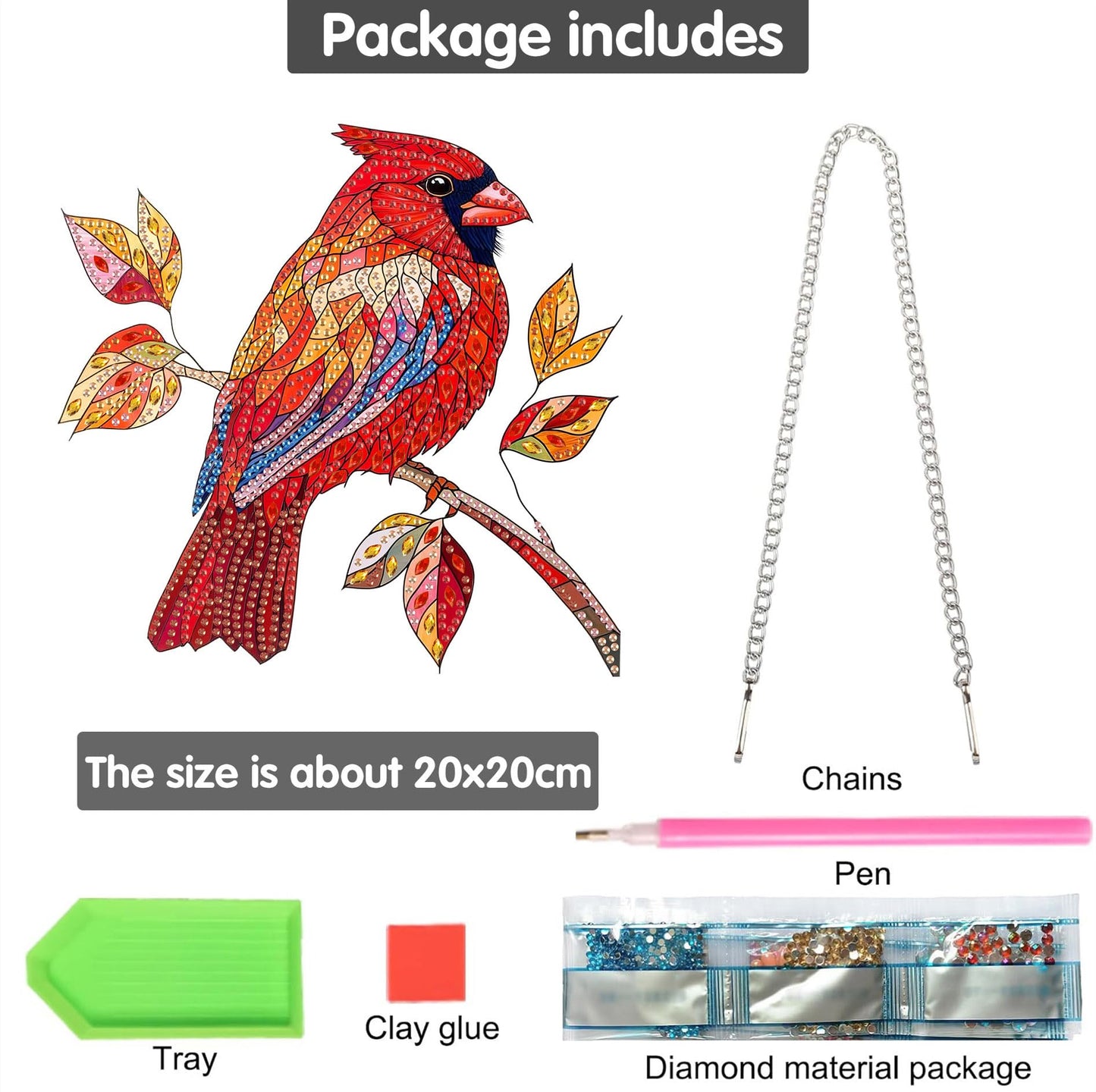 Bimkole Cat Diamond Art Hanging Kit for Adult, DIY 5D Animals Diamond Art Painting Window Pendant, Acrylic Crystal Art Hanging Ornament for Wall Home Garden Front Door Decor - 7.8x7.8 Inch BST220