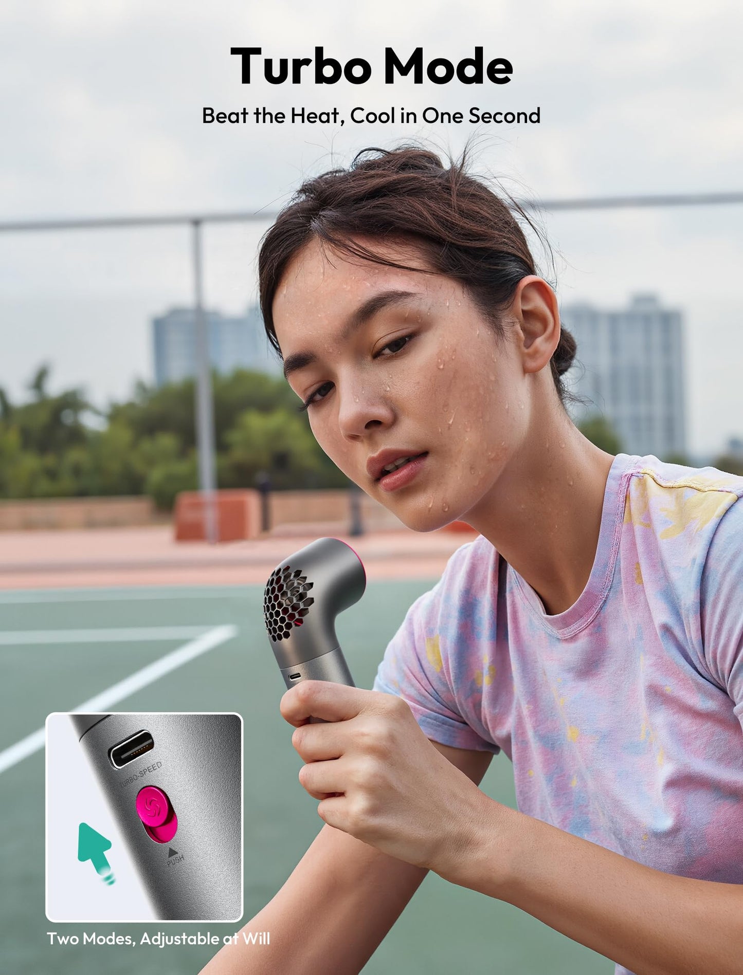 Aecooly Portable Handheld Fan, Powerful Turbo Air Tube Fan, 19000 RPM High Speed Aero Pro, 15H Max Cooling Time, 6 Speeds Aluminum Case, Mini Pocket Design, for Travel Beach Outdoor Activities -Blue WN420