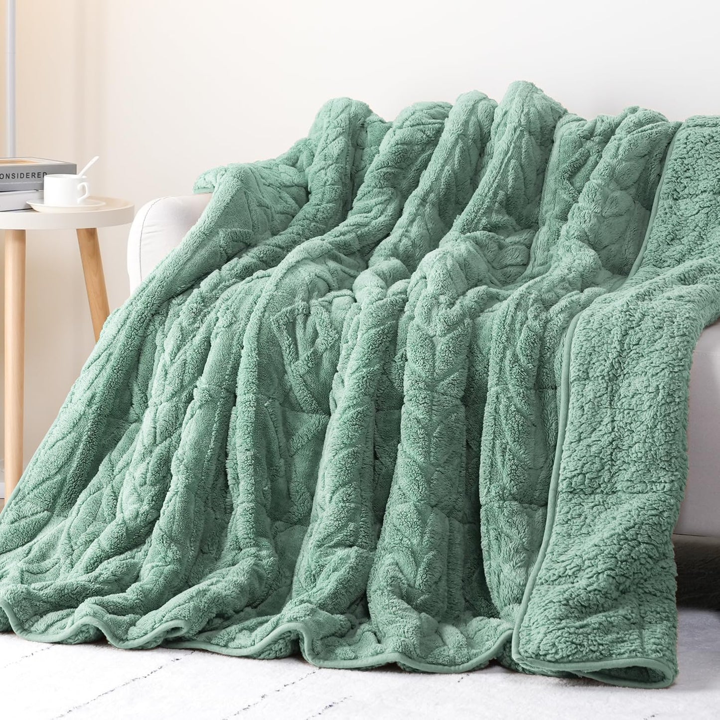 Cottonblue Sherpa Fleece Weighted Blanket for Adults 15 lbs 48x72in Soft | Cozy Flannel Weighted Throw Blankets Full Size for Calming Sleeping Relaxing, Warm Fuzzy Bed Sofa Heavy Blanket Washable,Grey BST202