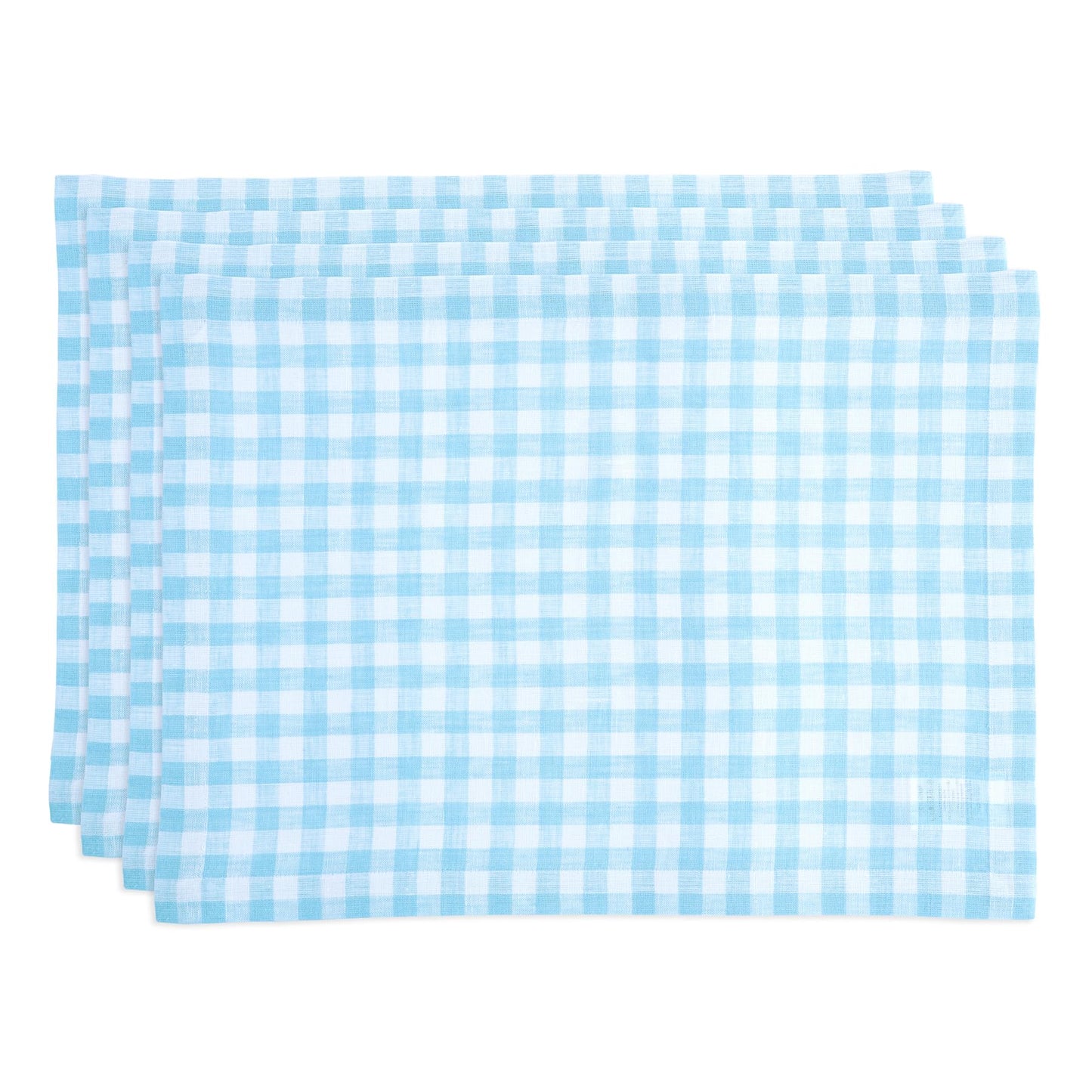 Solino Home 100% Linen Napkins Hydrangea Blue Check, 20 x 20 in, Set of 4 | Gingham Check Cloth Napkins for everyday meals, hosting and gifting; gingham checkered weave; Pure Linen; OEKO-TEX Certified BST326SOLH