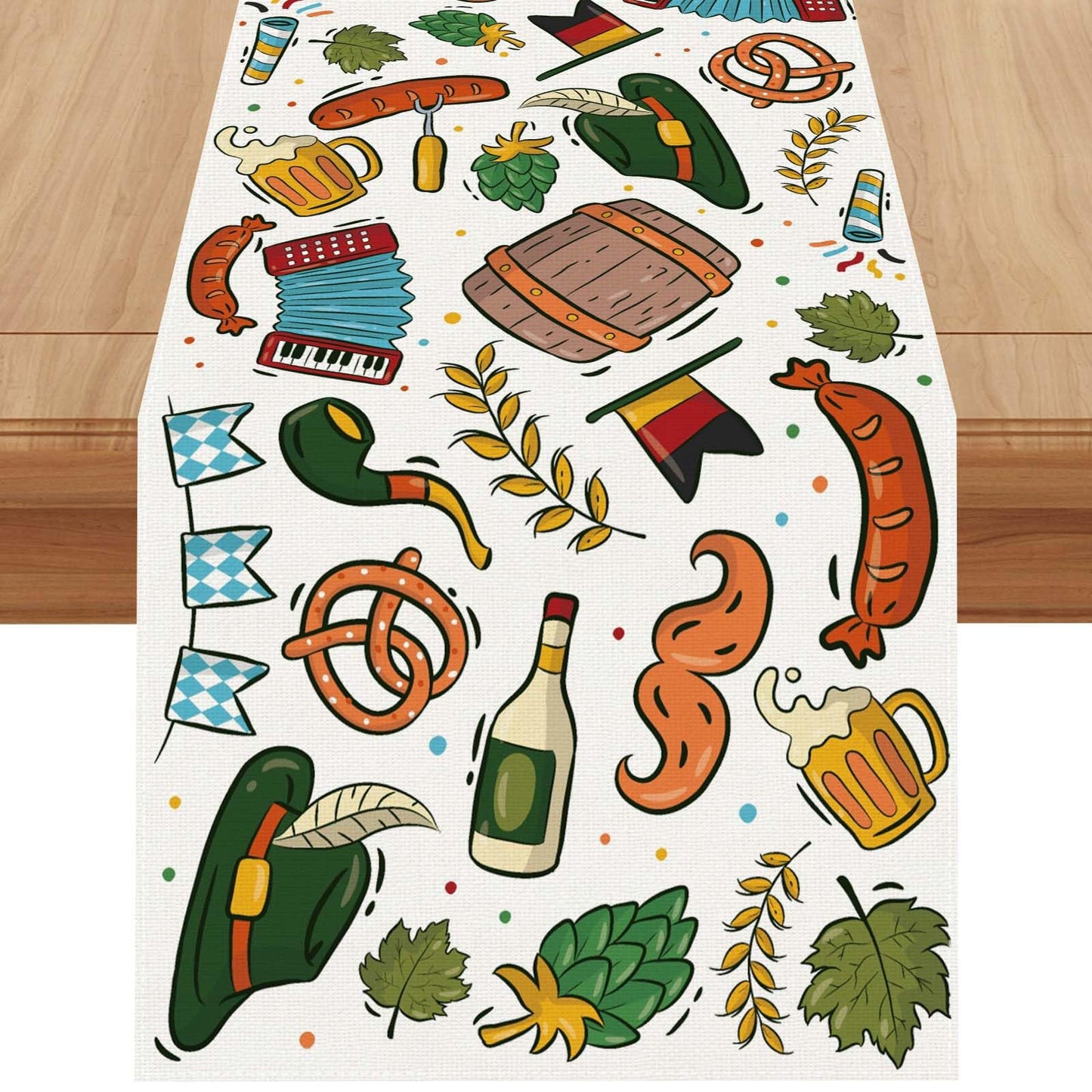Jiudungs Oktoberfest Table Runner - 72 Inches Long Bavarian Tablecloth for German Oktoberfest and Beer Party Decorations BST220