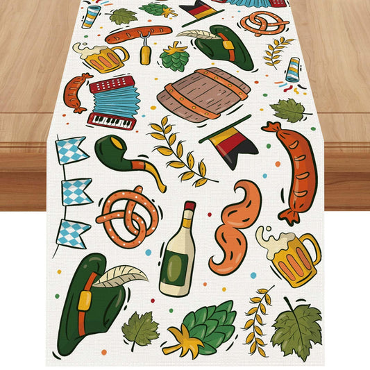 Jiudungs Oktoberfest Table Runner - 72 Inches Long Bavarian Tablecloth for German Oktoberfest and Beer Party Decorations BST220