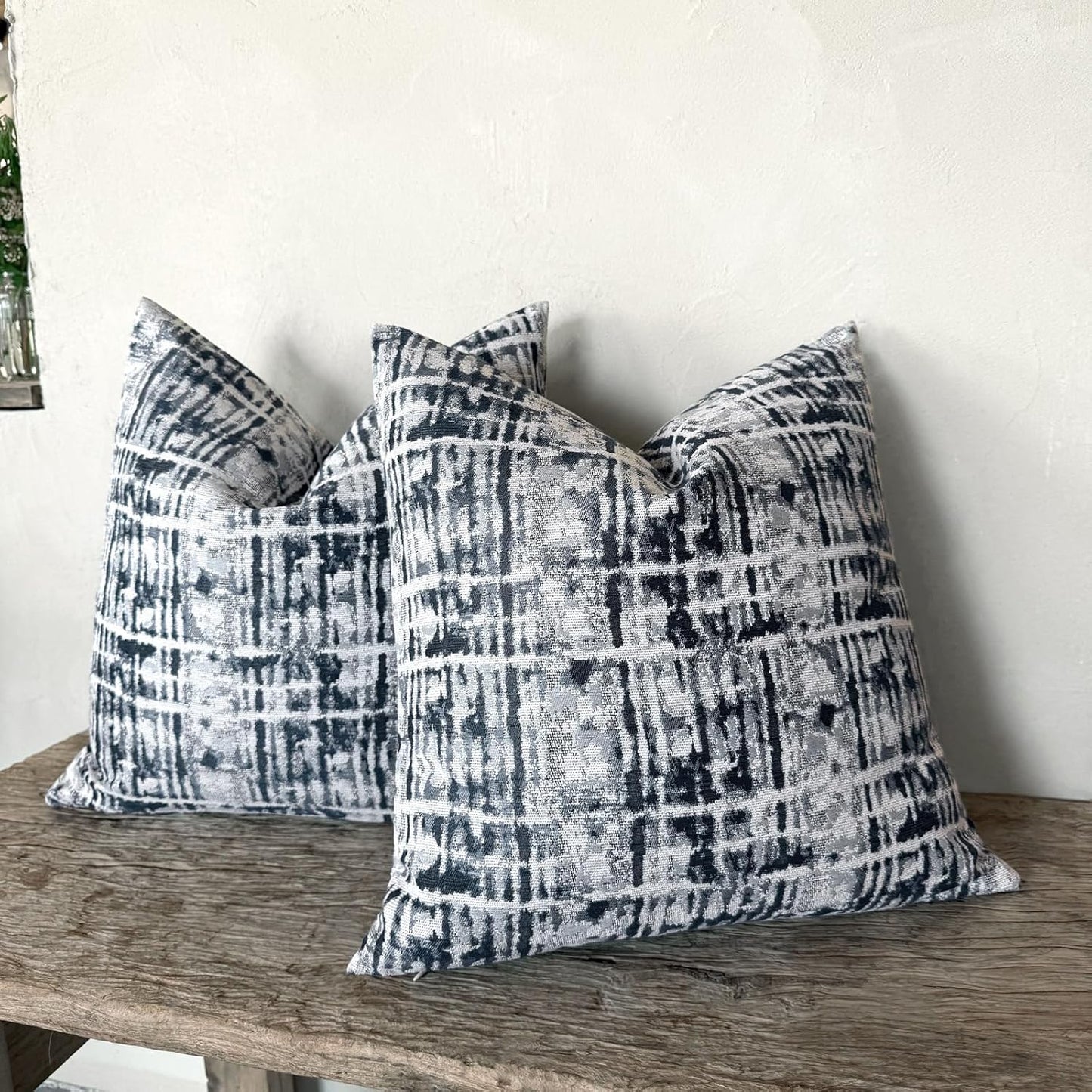 Decorative Throw Pillow Covers 16x16 Inch Set of 2, Navy Blue - Polyester for Couch and Living Room BST202