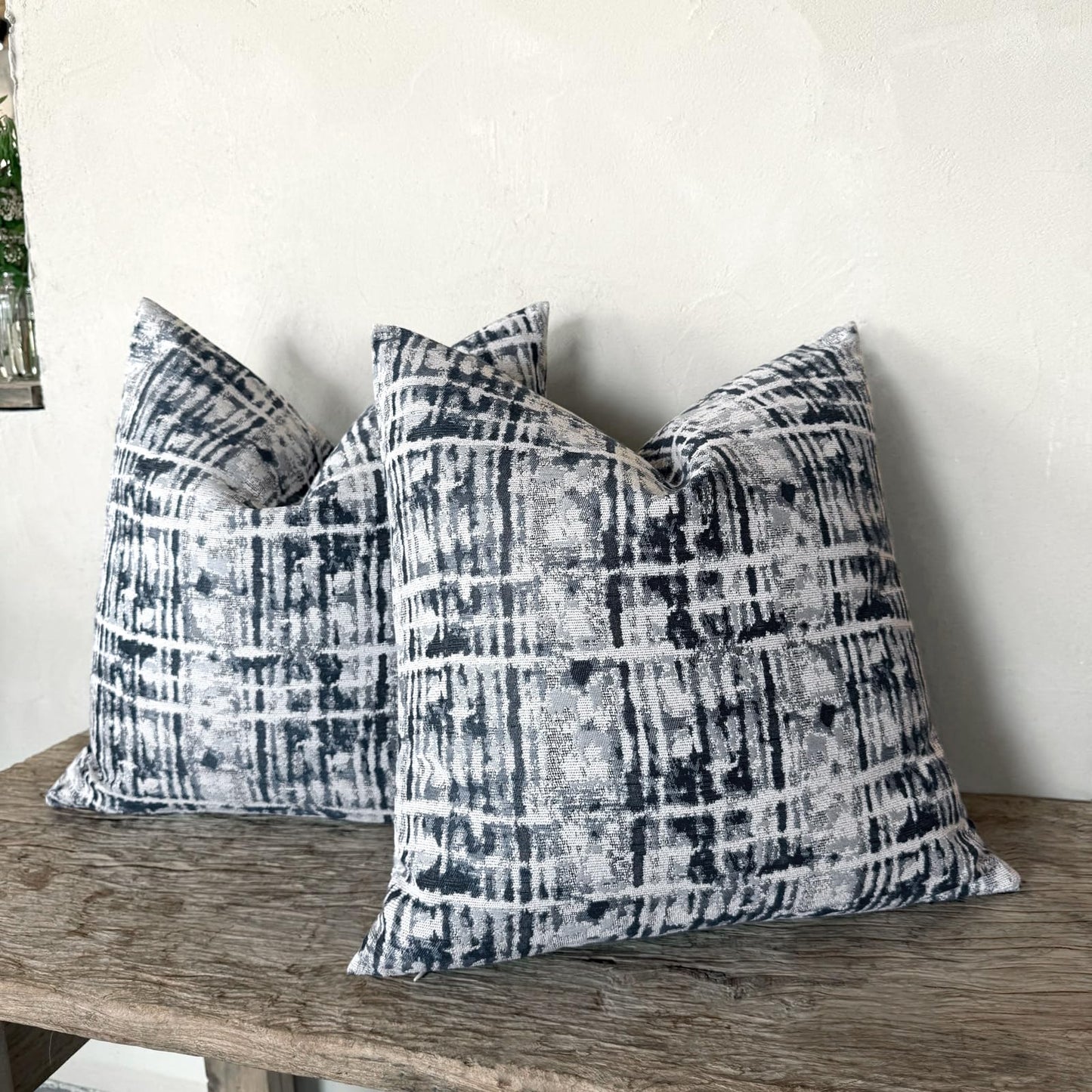Decorative Throw Pillow Covers 16x16 Inch Set of 2, Navy Blue - Polyester for Couch and Living Room BST202