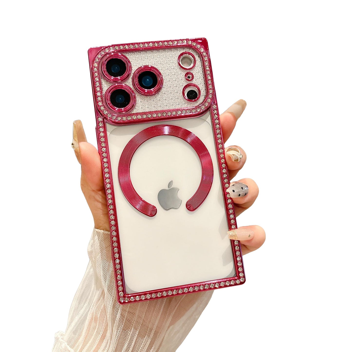 Owncase Magnetic for iPhone 13 Pro Case, Compatible with Magsafe, Crystal Diamonds Glitter Electroplated Edge Soft TPU Clear Phone Case for Women Girls, Gold WN420