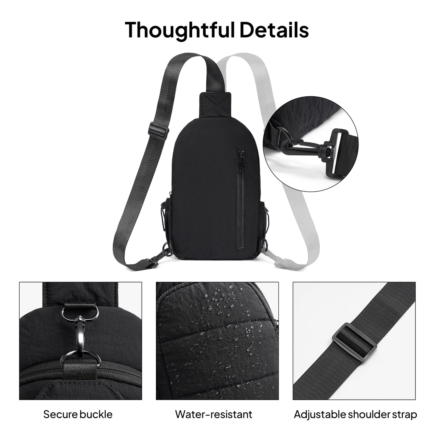 TOPEAST Sling Bag for Women, Anti-Theft Crossbody Bag with RFID Blocking & Small Water Bottle Holder for Travel BST202