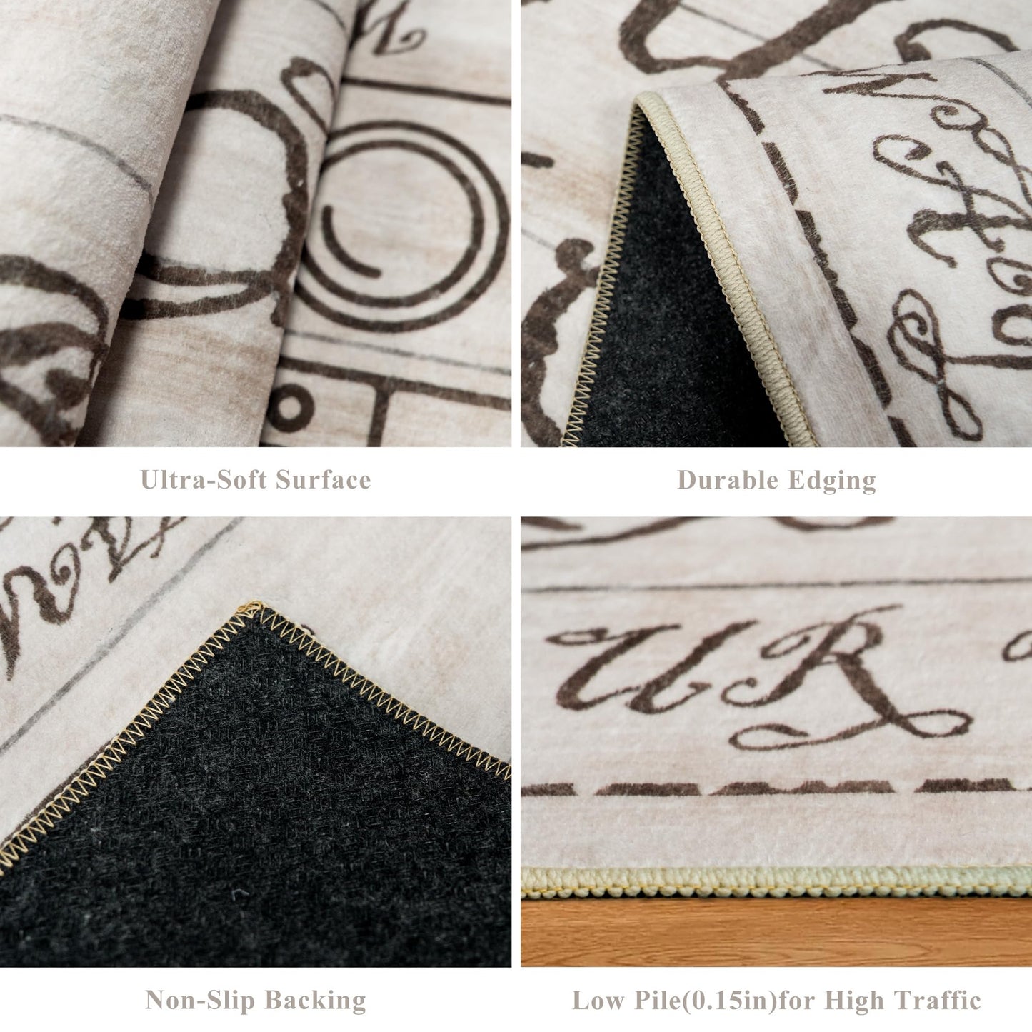 TOPRUUG 2x8 Kitchen Runner Rug: Non-Slip Kitchen Rugs Stain Resistant Kitchen Mats for Floor Low-Pile Carpet for Sink Soft Kitchen Runners Non Skid Washable 8 ft Mat Home Decor 2'x8' Beige BST202
