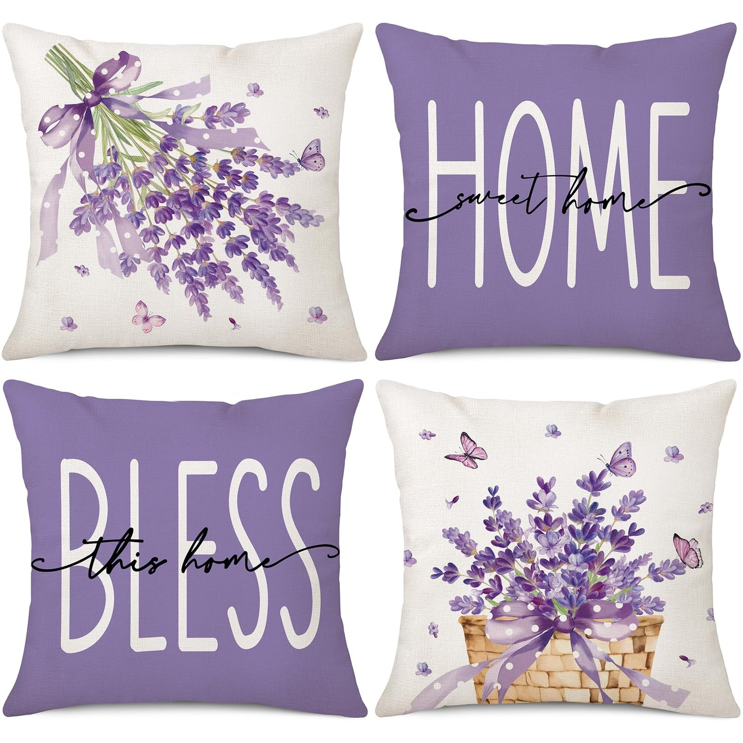 Spring Easter Pillow Covers 18x18 Set of 2 Rabbit Bunny Carrot Truck Spring Flowers Decorative Throw Pillow Covers for Home Office Sofa Bed Couch BST326L