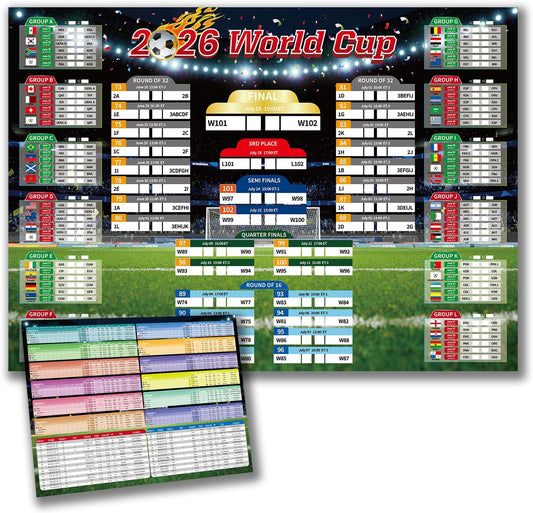 ISOHYET 33.07 × 23.62 Inch Polyester Fiber World Cup Soccer Schedule Poster 2026 World Cup Party Decorations Sports Posters for Fans Soccer Room Decor for Boys Girls Man Soccer Fans Bedroom Decor BST220