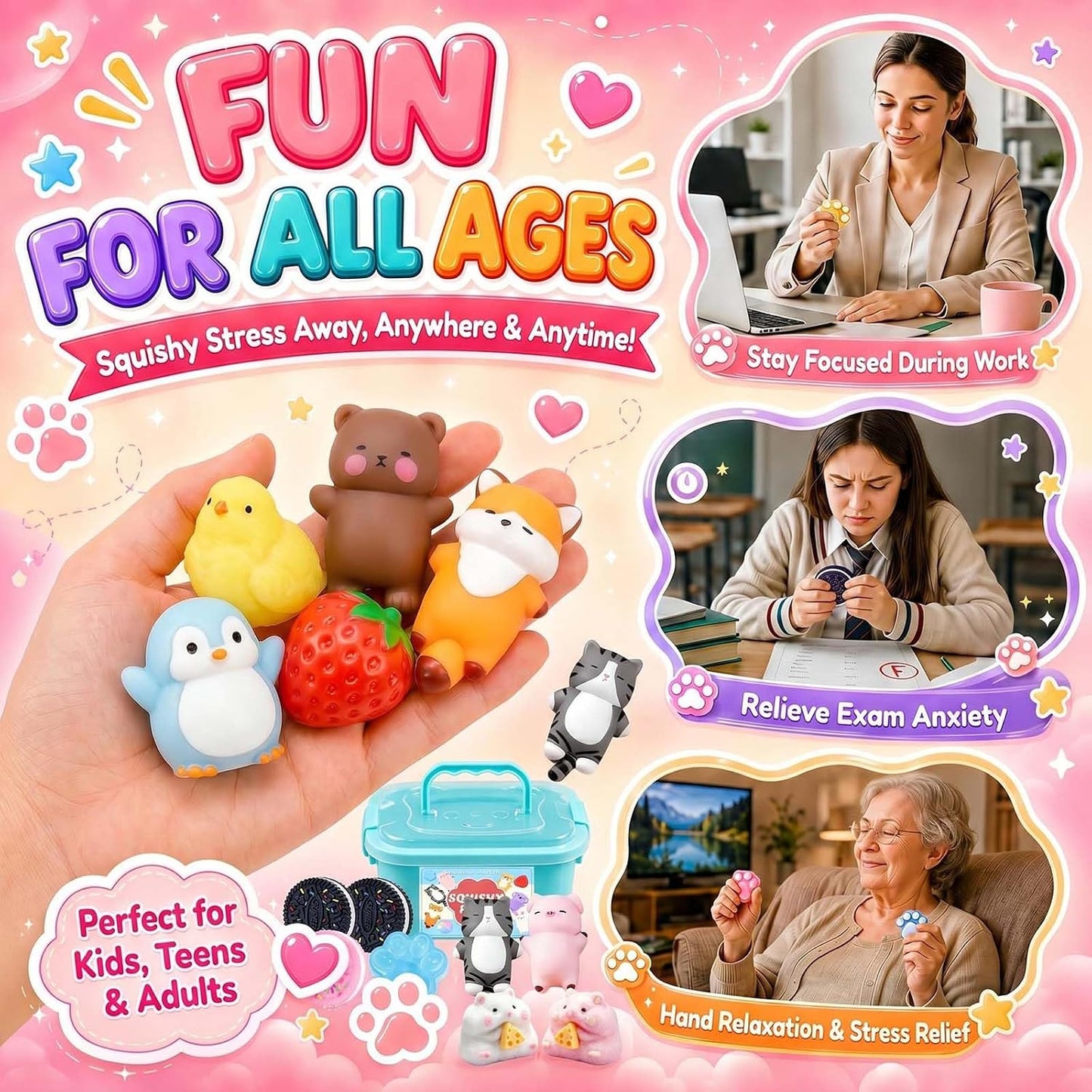 ZiZa Taba Squishy Fun Box Toys Kit Set Stress Relief Squeezee Fidget Sensory Cheap Squishies Toys Pack for Kids Adults BST326H