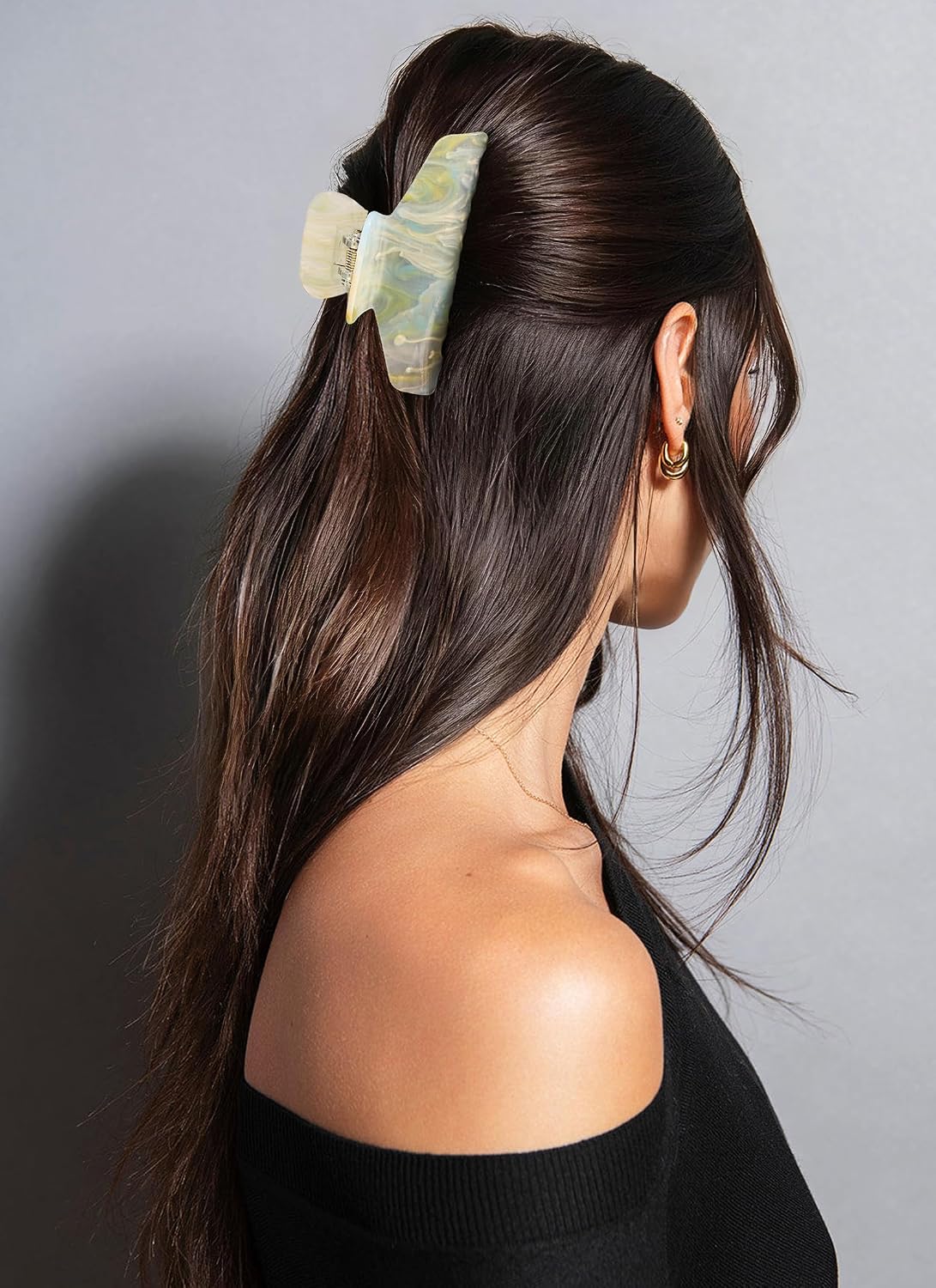 2 Pack Large Acrylic Hair Claw Clips for Women - 4.3 Inch Strong Hold Nonslip Hair Clips Big Claw Barrettes for Thick Thin Hair, Cute Durable Jaw Clips for Women Girls WN420