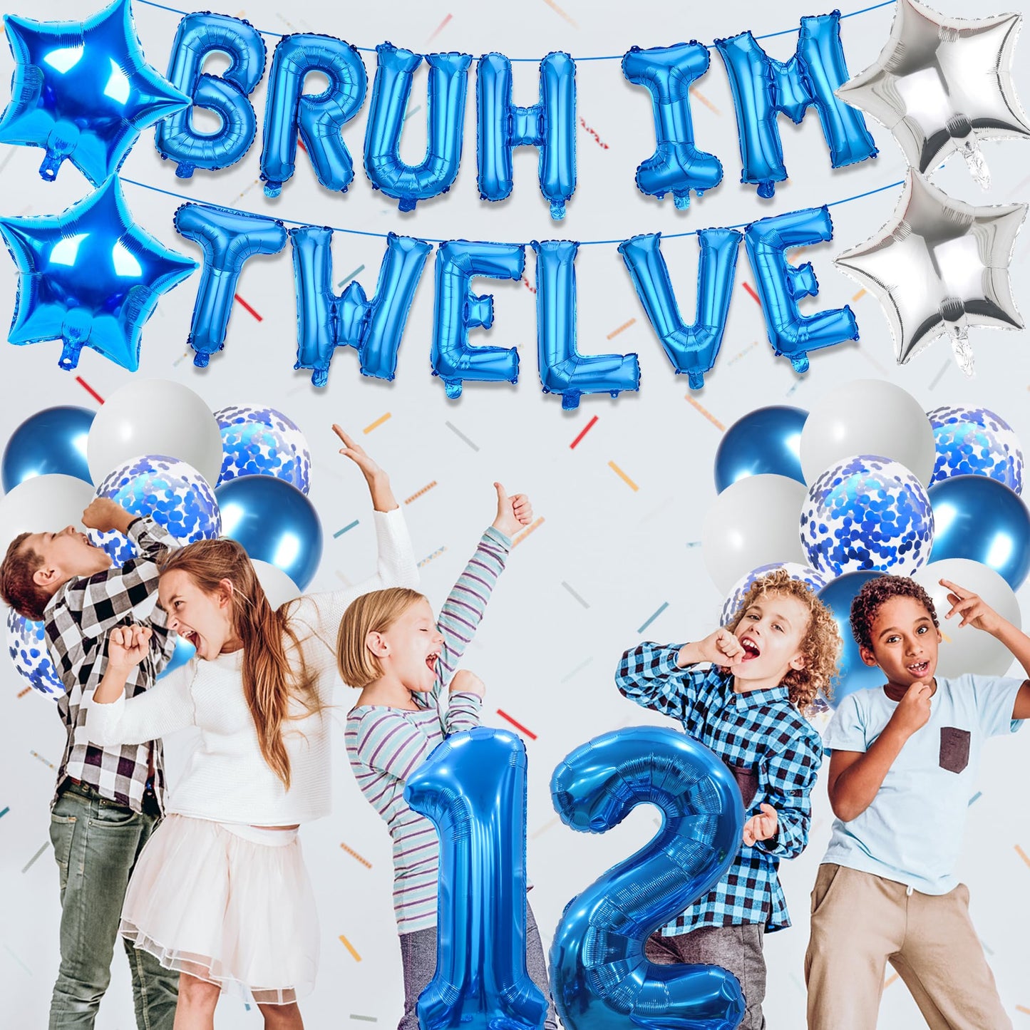 9th Birthday Decoration Balloon Banner - 33 Pcs Blue Bruh Im Nine Letter Banners Number 9 Star Foil Latex Balloons for Boys And Girls Happy Birthday Celebration Party Decor Supplies BST326L
