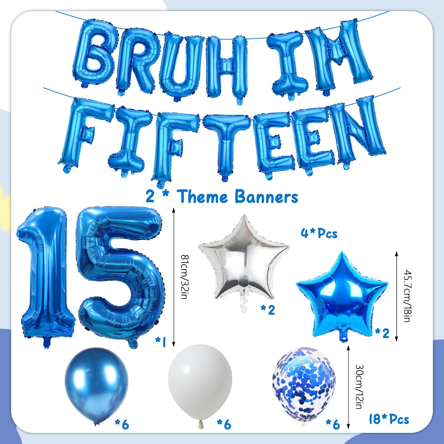 9th Birthday Decoration Balloon Banner - 33 Pcs Blue Bruh Im Nine Letter Banners Number 9 Star Foil Latex Balloons for Boys And Girls Happy Birthday Celebration Party Decor Supplies BST326L
