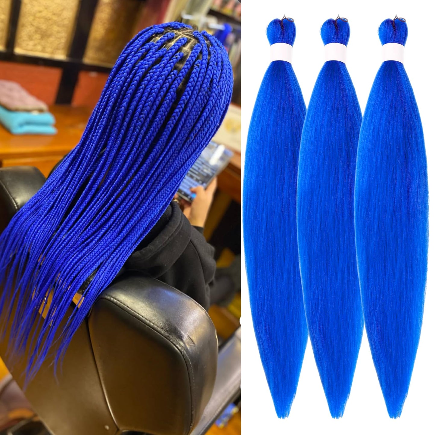 Purple Braiding Hair Pre stretched Knotless 26 inch | Hypoallergenic Synthetic Purple Prestretched Ez Braid Knotless Itch Free Soft Yaki Texture Hot Water Setting WN420