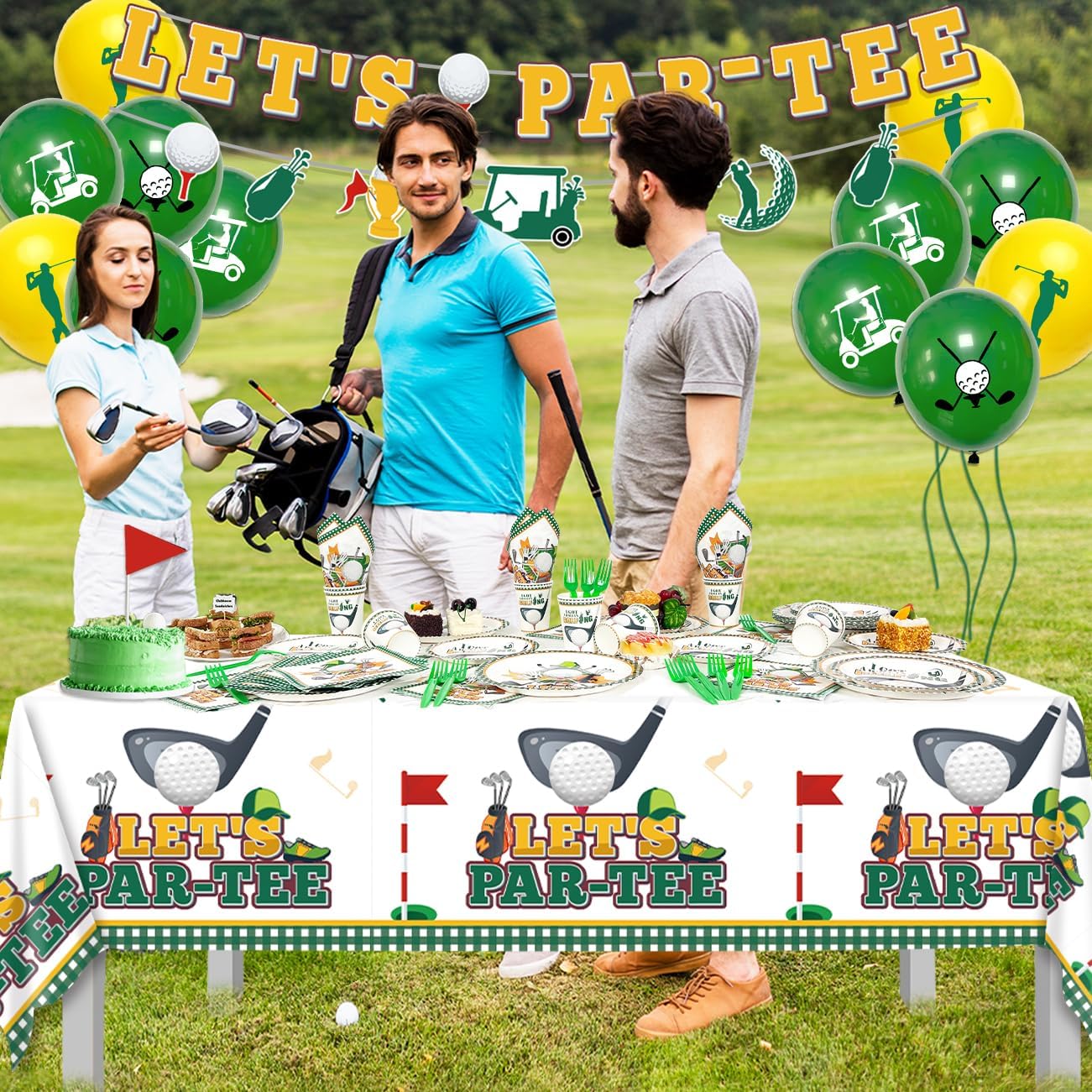 Golf Party Decorations, 114PCS Golf Birthday Party Decorations with Let's Par-Tee Golf Plates Napkins Cups and Balloons for Golf Themed Party Decorations, Golf Party Supplies Serve 20 BST326H