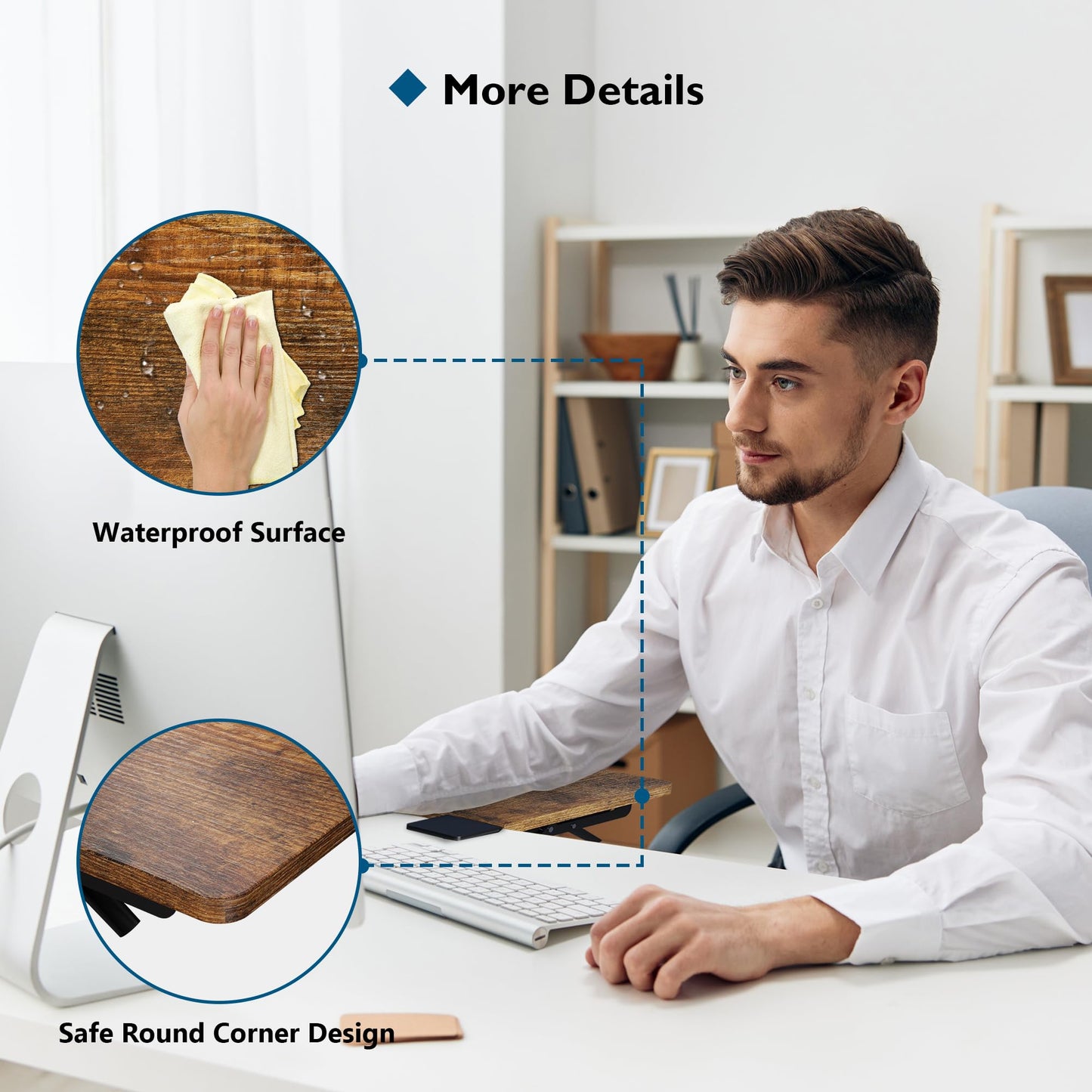BONTEC Ergonomic Desk Extender Tray, 9.5"x9.1" Wrist Rest Shelf | 90°Foldable Elbow Support, Table Mount Arm, Clamp on Computer Arm Rest for Desk, Office & Home Use,Durable Easy to Install BST202