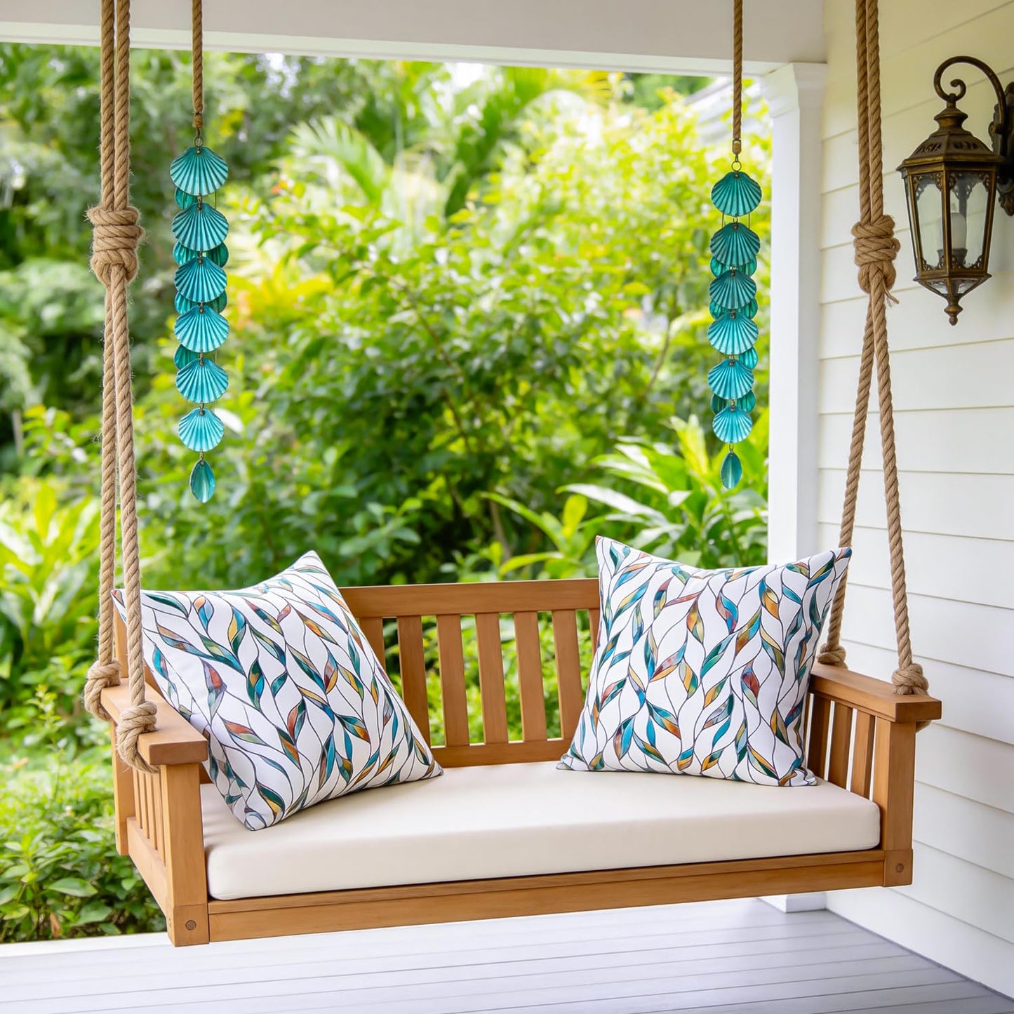Outdoor Waterproof Pillow Covers Summer Decorative Throw Pillow Covers Tropical Leaf Couch Covers 20x20 Set of 2 Square Outdoor Floral Cushion Cases for Patio Furniture Garden Tent Balcony Bench BST220
