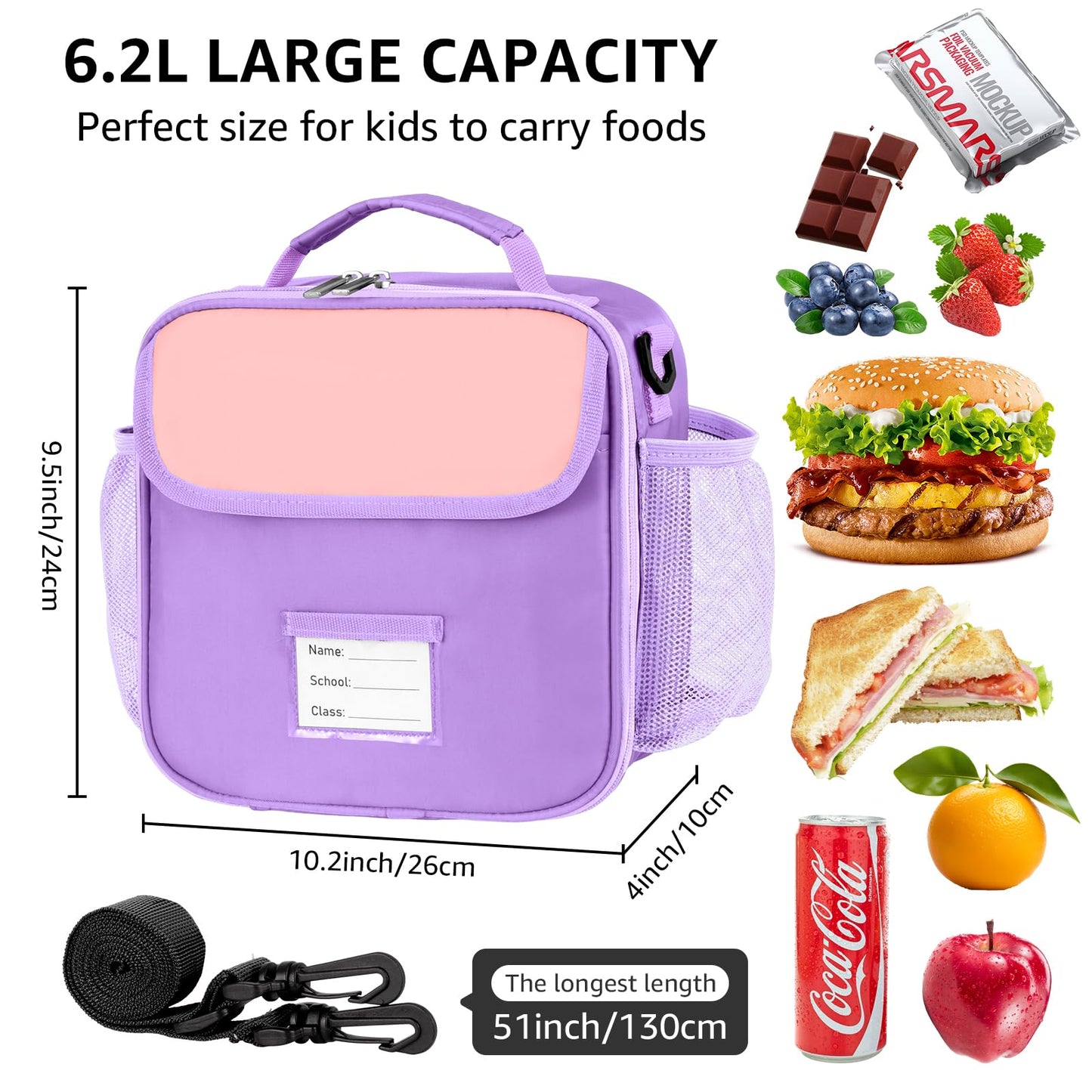 Lunch Bag for Kids Insulated Lunch Boxe for Boys Girls Small Reusable Cooler Tote Lunchbag Back to School Cute Lunchbox for Teens (light blue) WN420