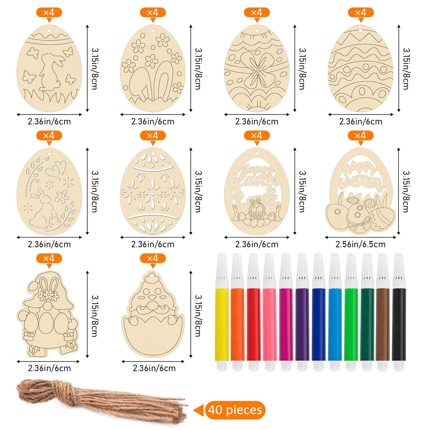 Philorn 50pcs Wooden Ornaments for Crafts 3.5" Unfinished DIY Wooden Ornaments, Predrilled Wood Slices Circles for Crafts Paint Holiday Hanging Decorations
