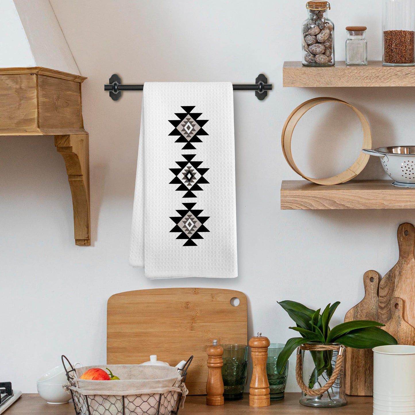 Western Boho Kitchen Towels, Southwestern Southwest Aztec Western Native American Bathroom Kitchen Decor, Western Cream Beige Neutral Decor Dish Hand Tea Towels for Bathroom Kitchen,16x24Inch BST326L