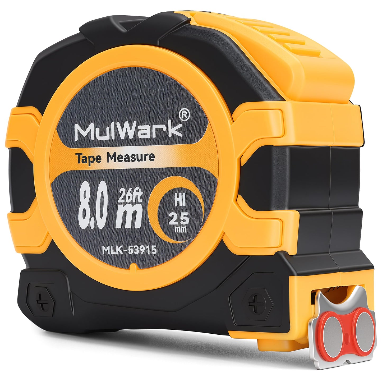 MulWark 25ft Metric Tape Measure, Measuring Tape Retractable, Easy Read Measurement Tape Both-Side Metal Blade, Magnetic Hook & Shockproof Case for Construction, Carpenter, Architect, Woodworking