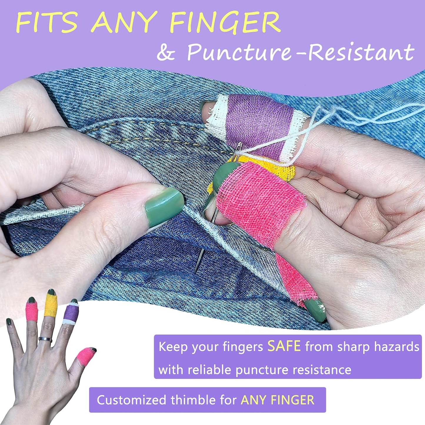 Wrap-Around Thimble 4 Pack, Thimbles for Hand Sewing, Knitting Finger Protector for Hand Quilting (Multicolor,4 Pack) BST326H