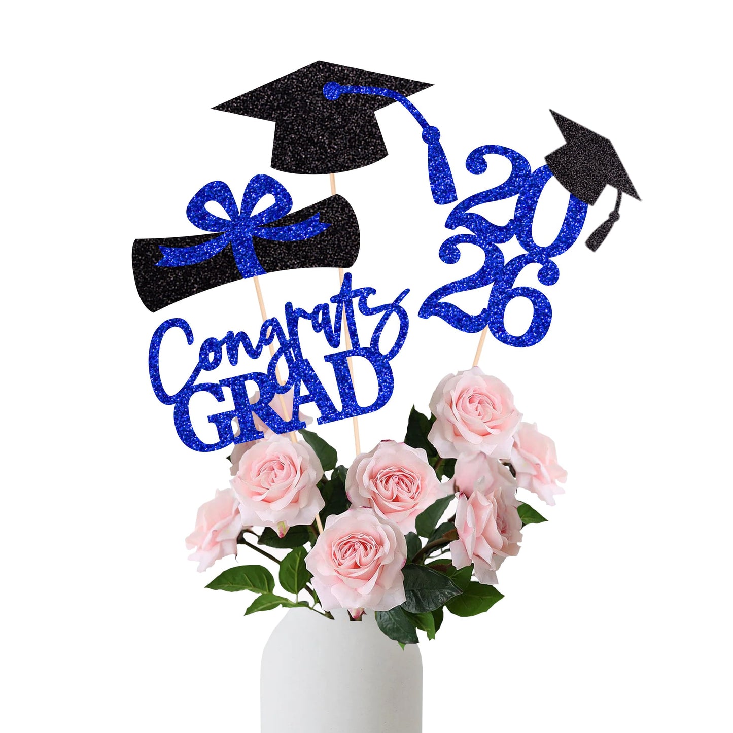 Graduation Centerpieces Class of 2026, 16 PCS Red Blue Double-Sided Table Toppers, Congrats Grad Party Decorations Supplies (Set of 4 Designs) WN420