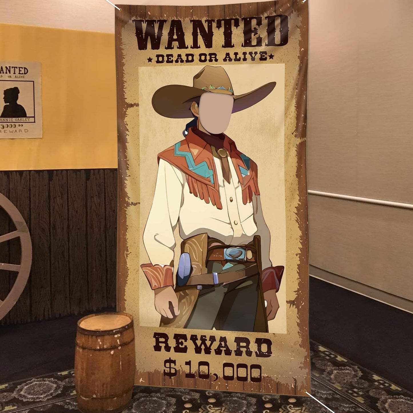 Western Party Decorations, Wanted Poster Backdrop Western Photo Booth Props Cowboy Photo Prop Backgroud for Cowboy Cowgirl Birthday My First Rodeo Party Photoshoot for Adult BST326L