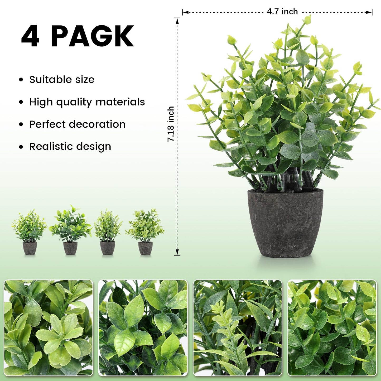 FAVOWREATH 2 Pack Small Fake Plants Potted Artificial Plants Indoor for Home Decor Office Room Farmhouse Indoor Table Bathroom Decor BST220