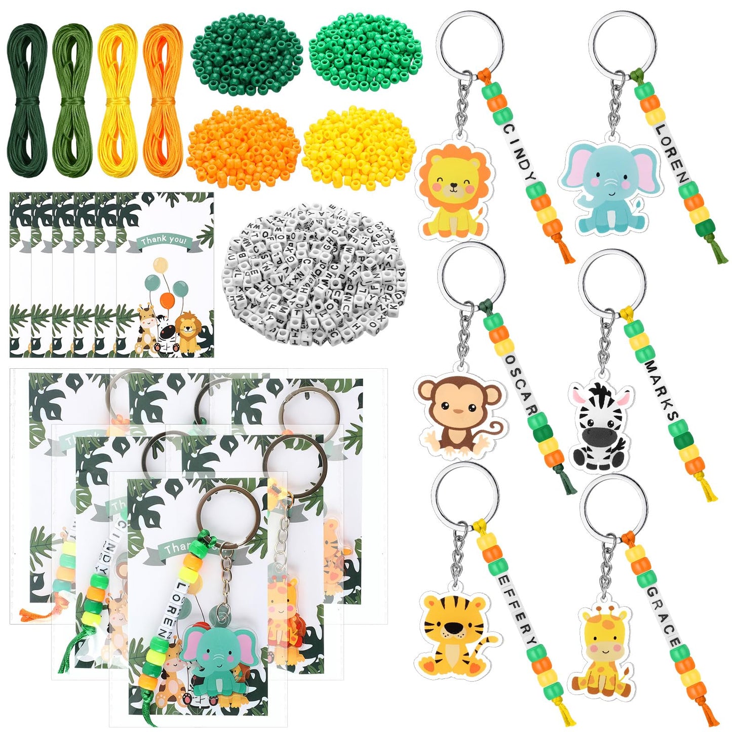 Suncalla 984 Pcs 24 Set Dinosaur Nugget Keychain Making Kit DIY Valentine's Key Chain Crafts Bead Adjustable Letter Beads Cards Strings Kit Gift Backpack Accessories Party Favors(Cute Color) WN420